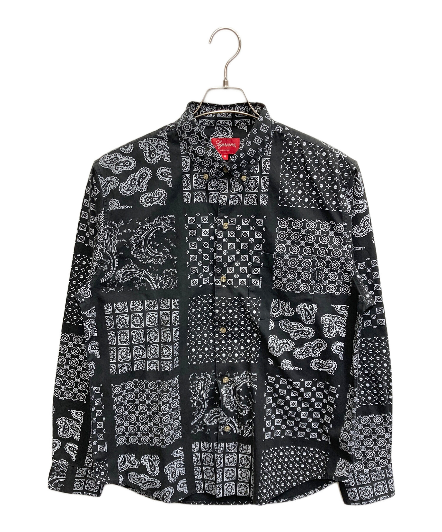 L／美品 Supreme paisley grid shirt ペイズリー総柄 中古・古着通販】Supreme (シュプリーム) Paisley Grid Shirt ブラック
