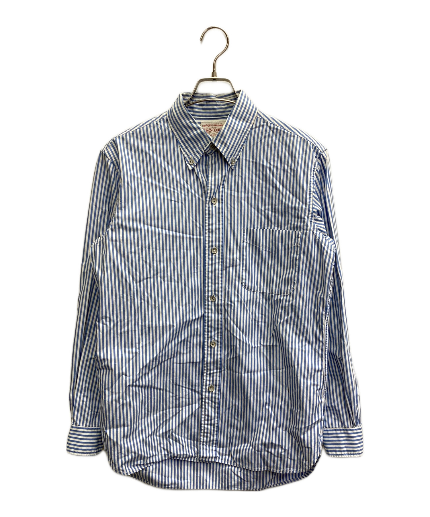 ⬜︎サイズ40！BONCOURA ボタンダウンストライプシャツ 中古・古着通販】BONCOURA (ボンクラ) ストライプシャツ スカイブルー