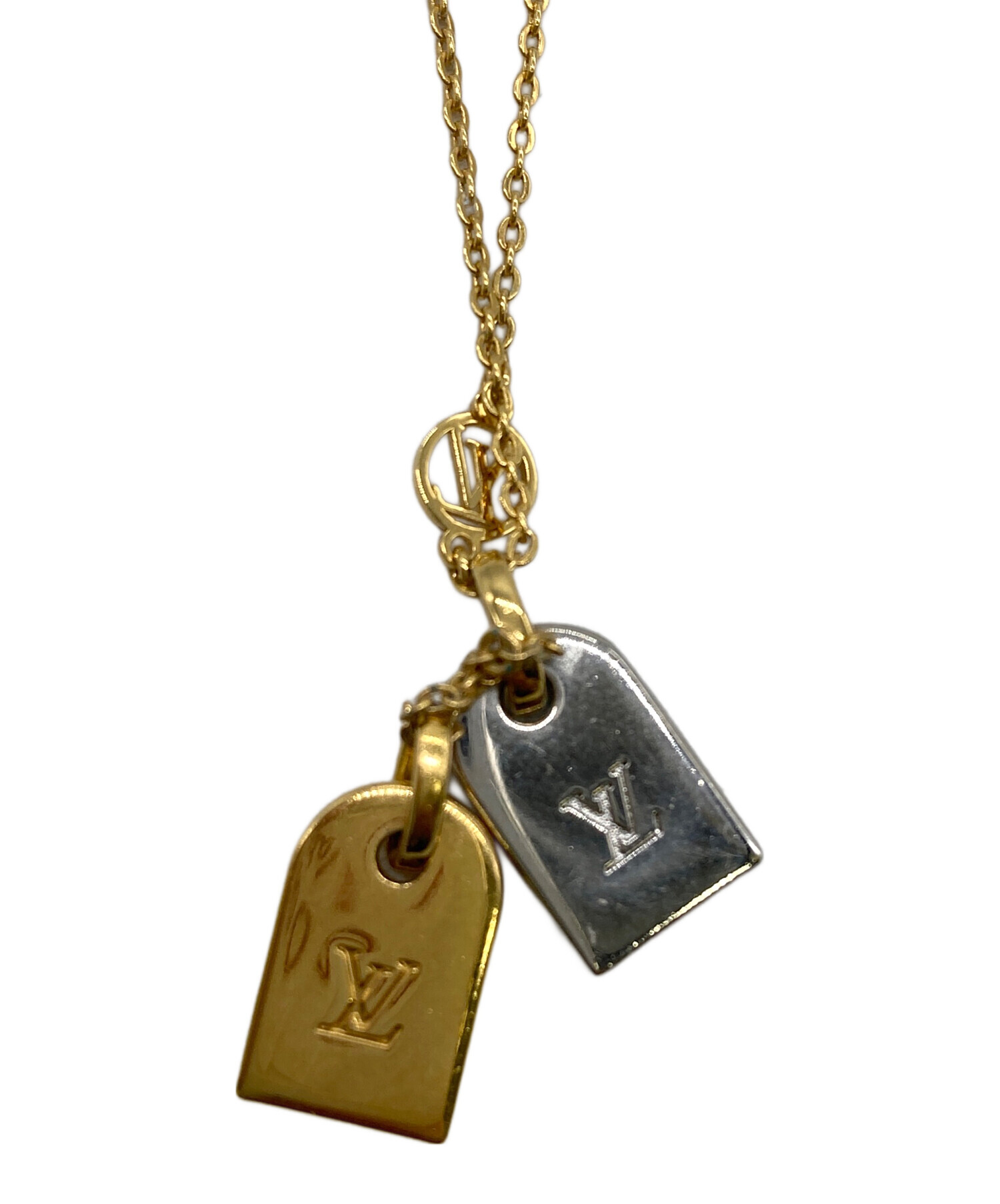 美品 LOUIS VUITTON ネックレス ナノグラム LV コリエ タグ 中古・古着