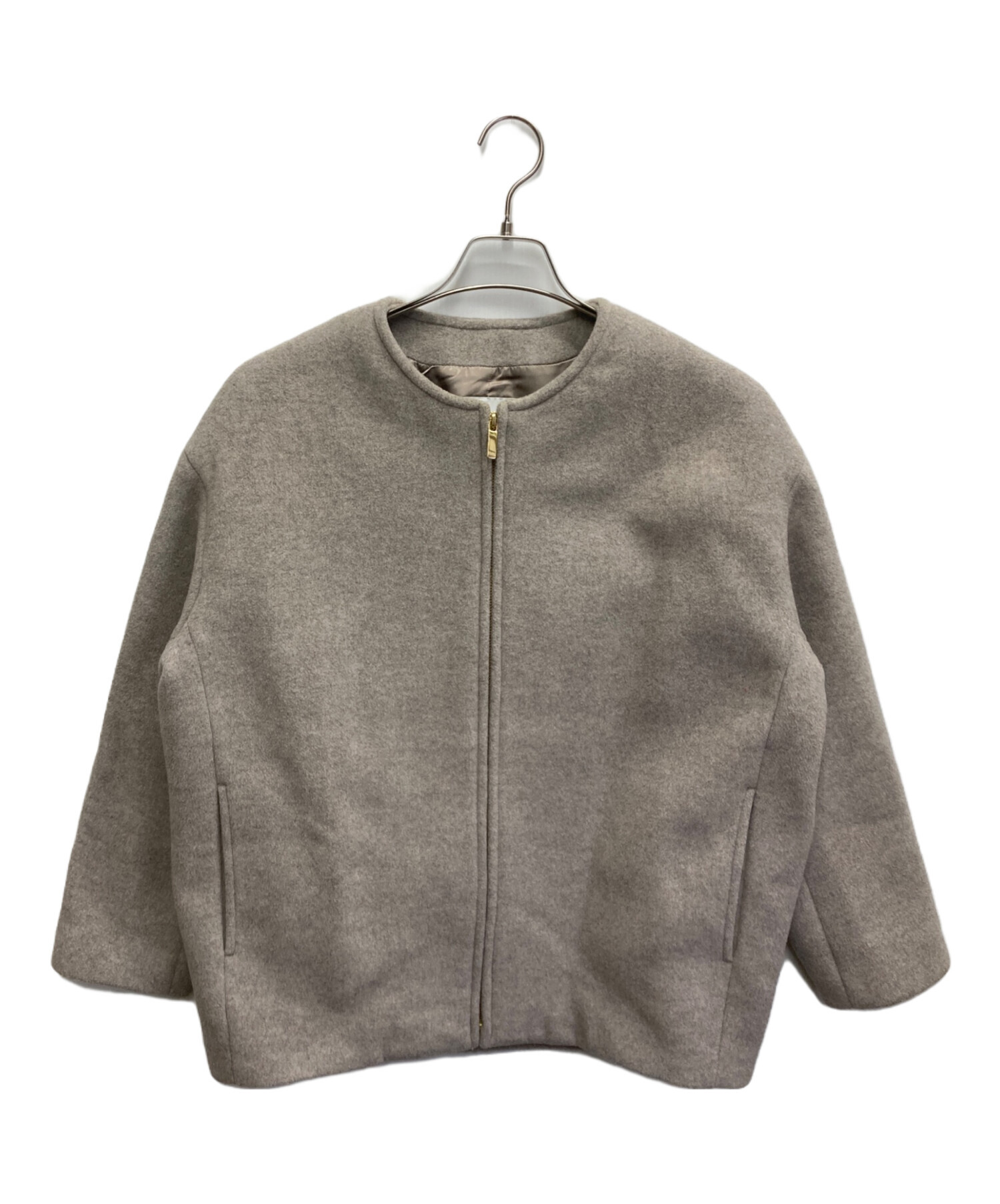 NOBLE ZIP ノーカラーコート 美品NOBLE ノーブル W/Ny ウール ナイロン 