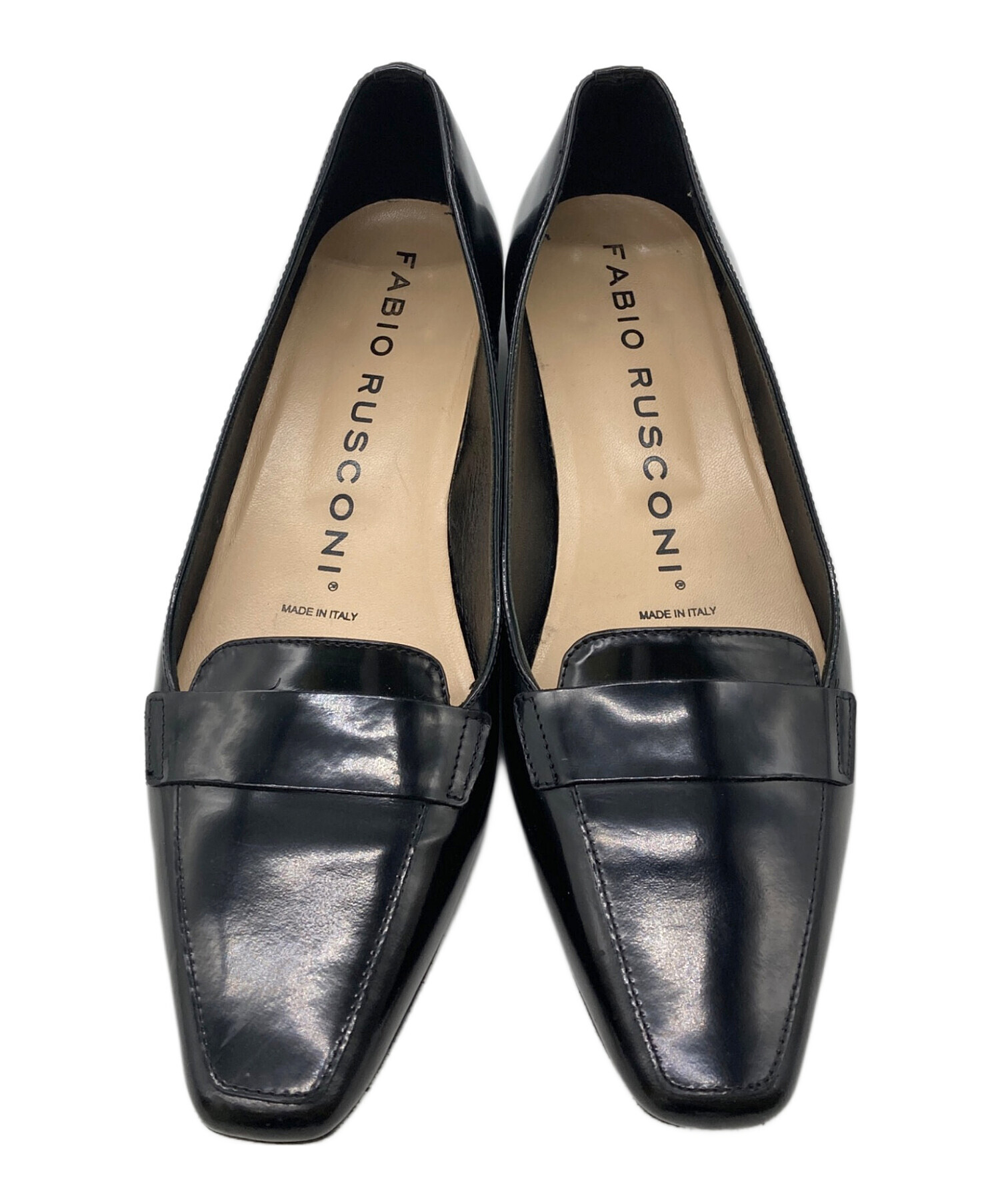 FABIO RUSCONI ファビオルスコーニ ベロアフラットシューズ ブラック ○ファビオルスコーニ FABIO RUSCONI フラットローファー （ブラック