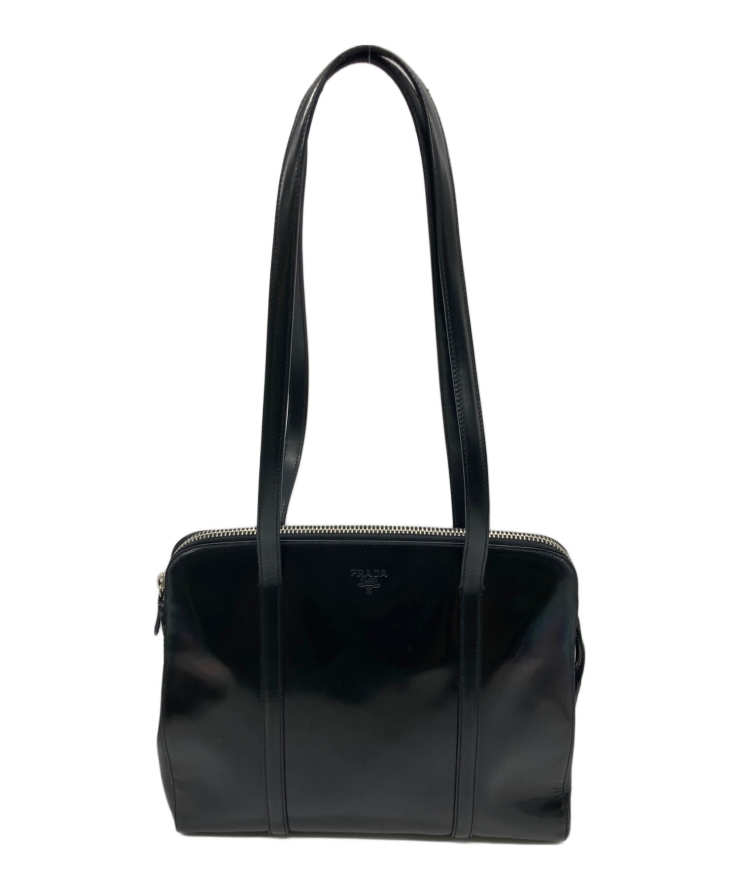 レア　美品 Prada ハンドバック ブラック エナメル 中古・古着通販】PRADA (プラダ) エナメルハンドバック ブラック