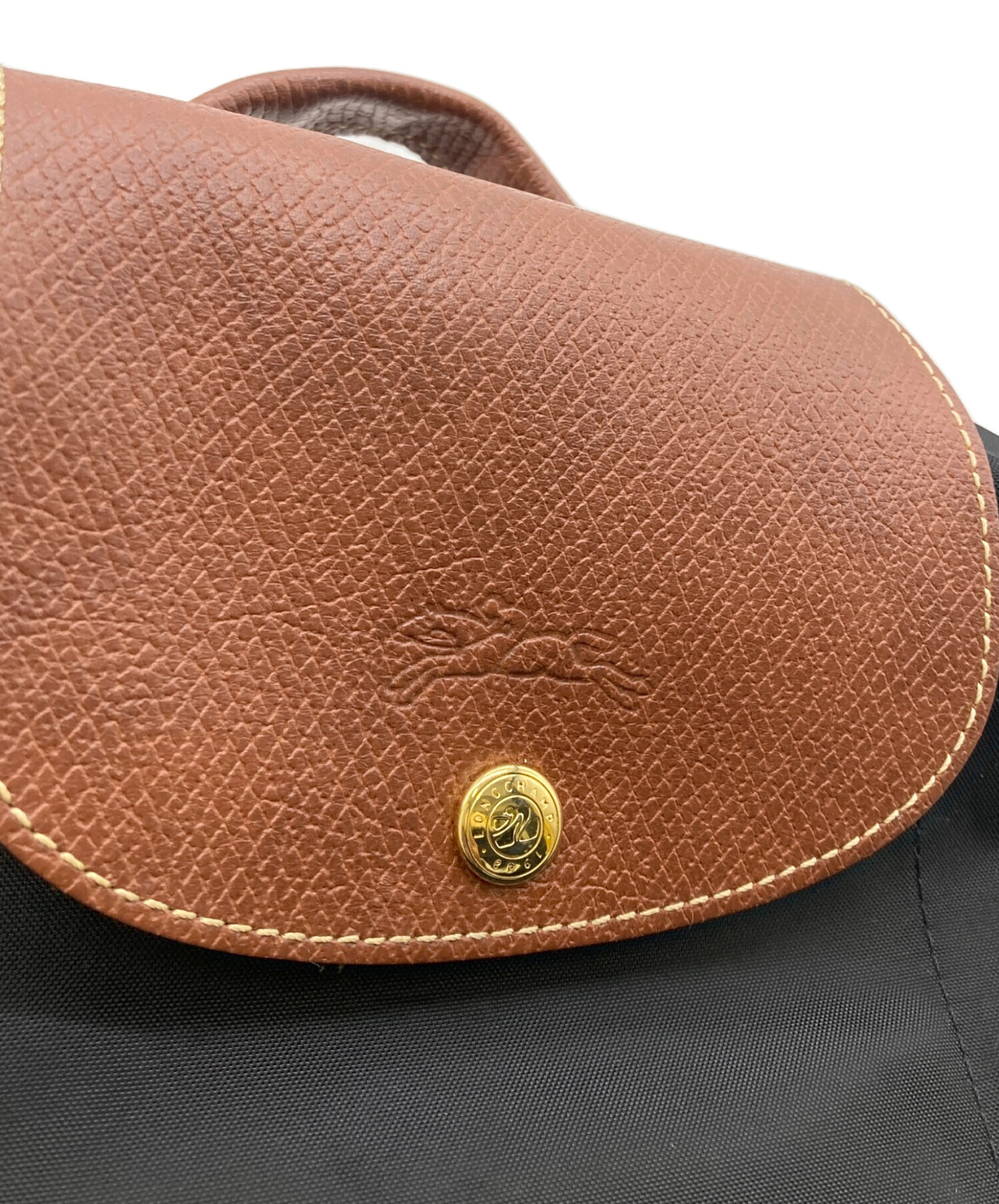 中古・古着通販】LONGCHAMP (ロンシャン) リュック ブラック×ブラウン