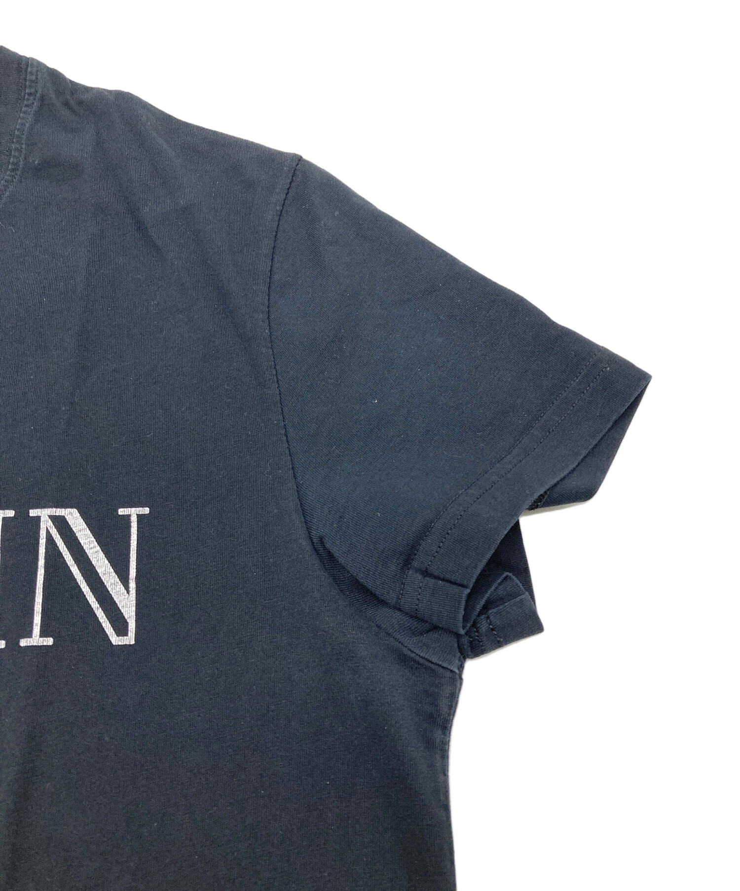 中古・古着通販】BALMAIN (バルマン) メタリックロゴTシャツ ブラック 