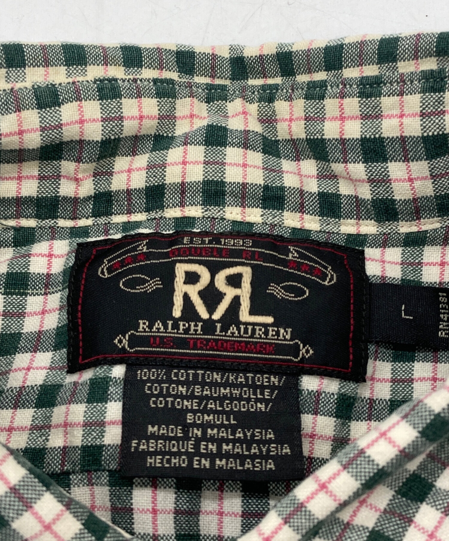中古・古着通販】RRL (ダブルアールエル) チェックシャツ グリーン 