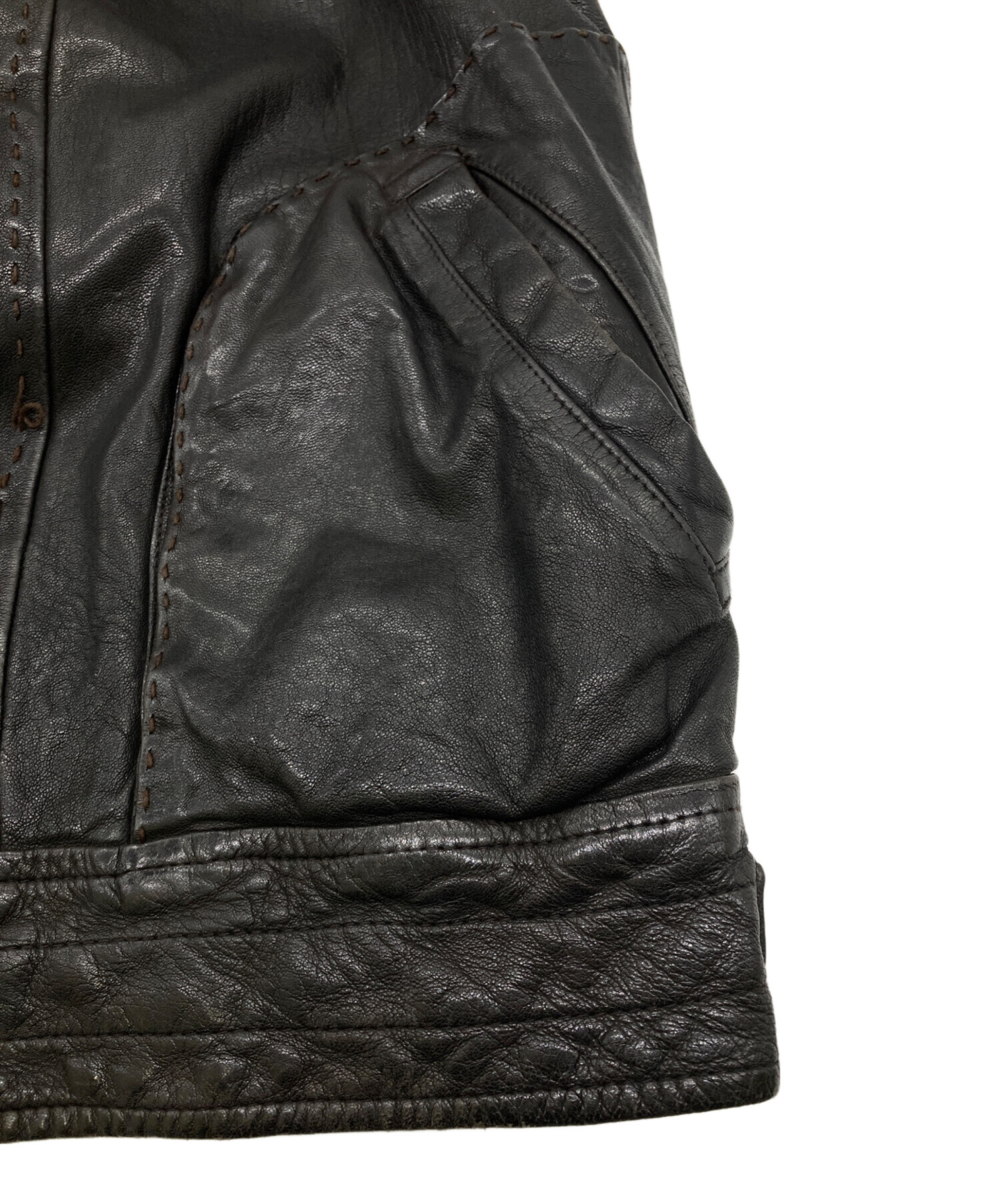 美品 MEN’S TENORAS 2way レザージャケット ラム グレージュ 中古・古着通販】MEN'S TENORAS (メンズティラノス) ラムレザー