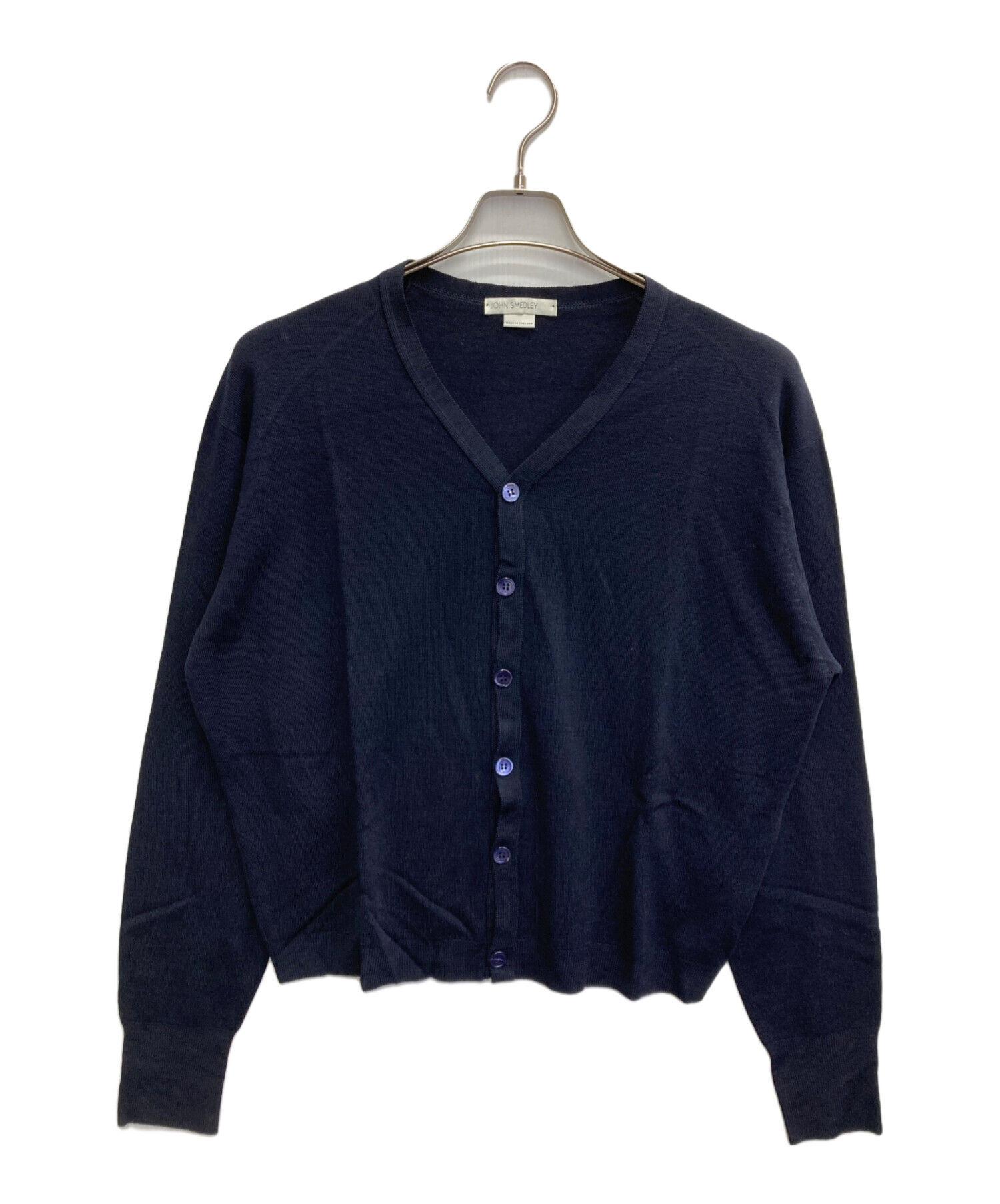 JOHN SMEDLEY コットンウールカーディガン navy 中古・古着通販】JOHN SMEDLEY (ジョンスメドレー) メリノウール