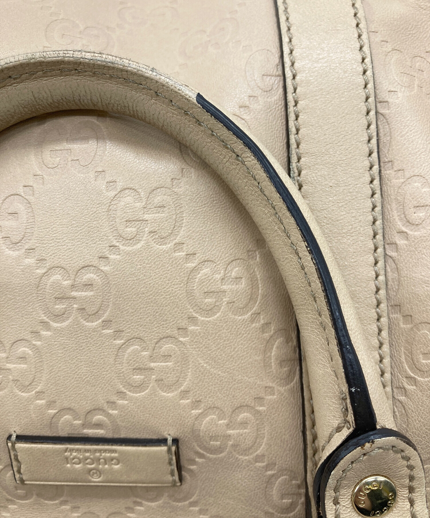 中古・古着通販】GUCCI (グッチ) GG柄 ミニボストンバッグ ベージュ 