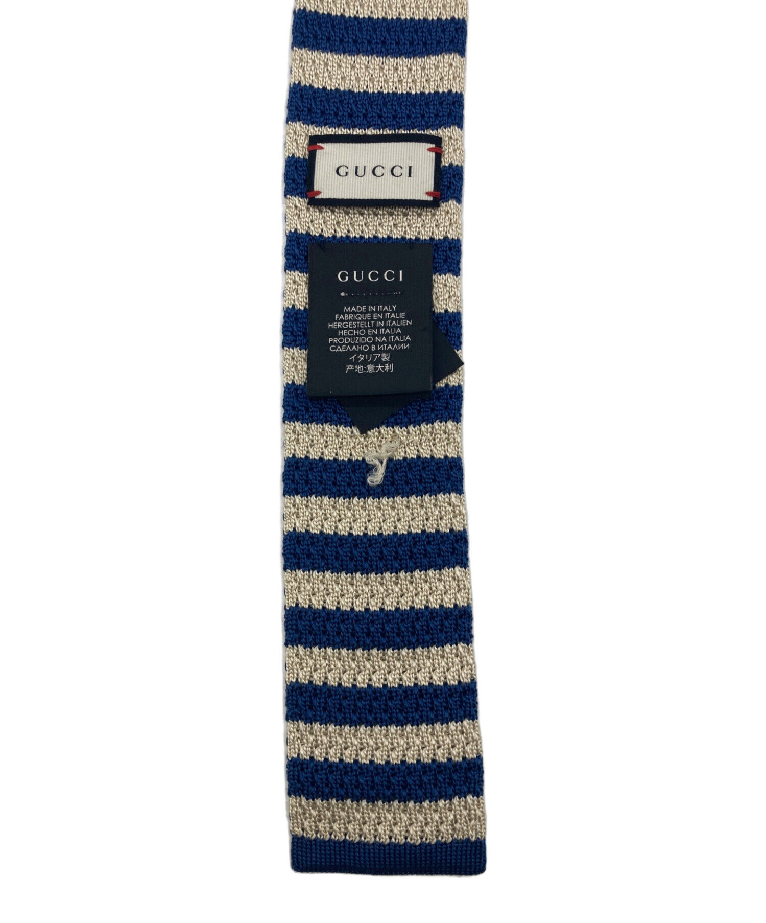 GUCCI ネクタイ ニット 中古・古着通販】GUCCI (グッチ) ボーダー ニットタイ ブルー サイズ