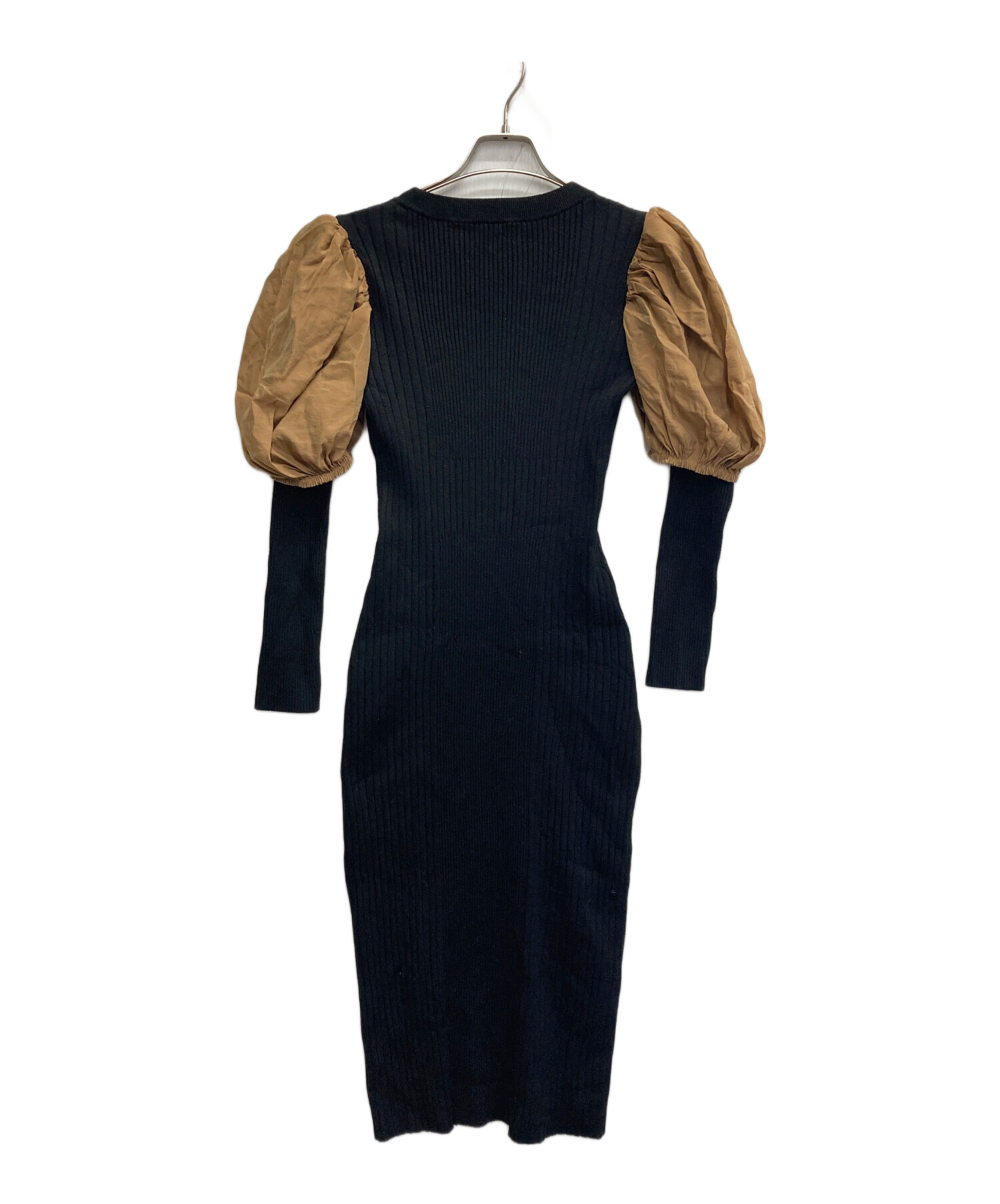 美品　ランバンオンブルー　異素材使いワンピース　ニット　変形　38 中古・古着通販】LANVIN en Bleu (ランバンオンブルー) 袖切替ニット