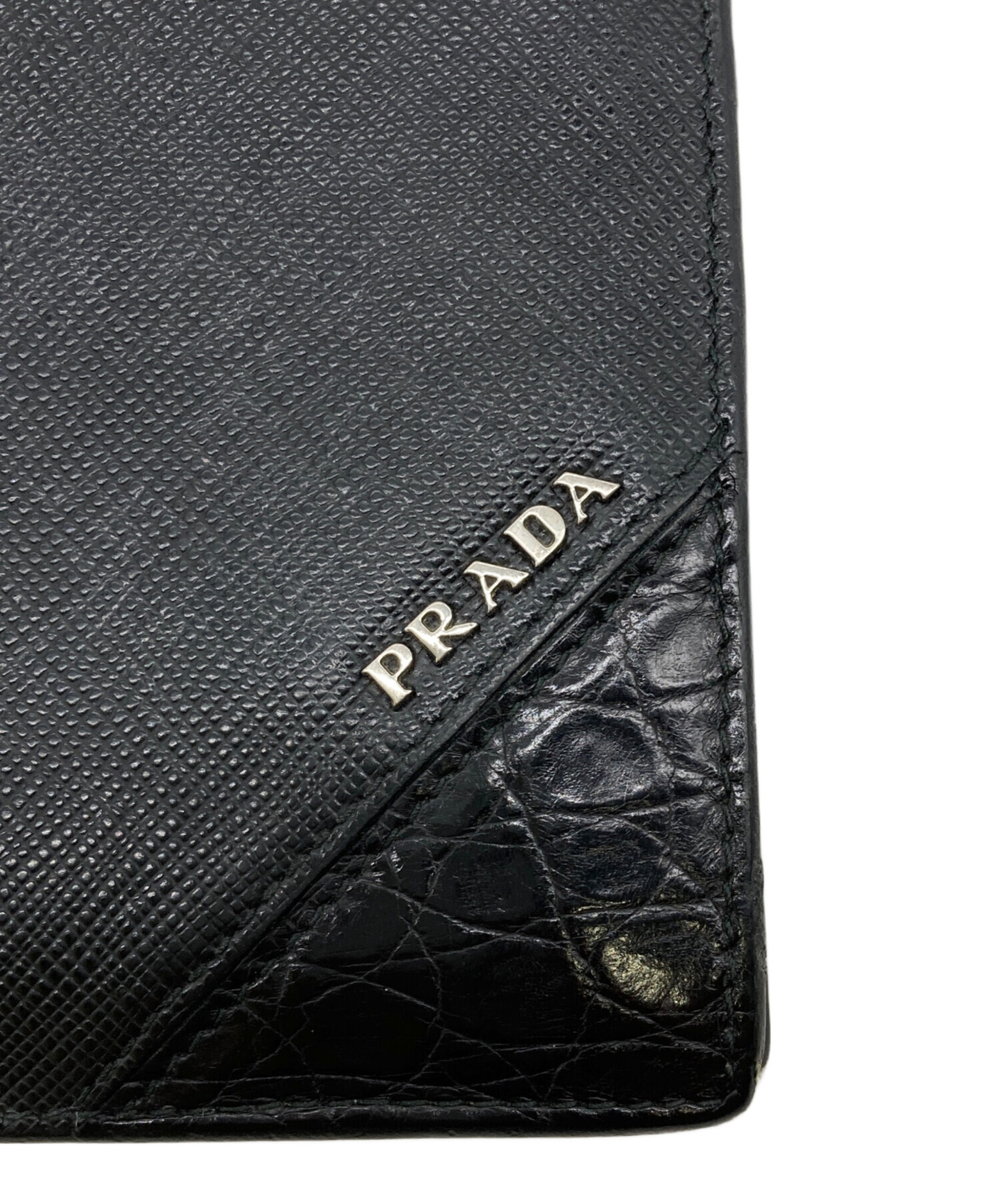 中古・古着通販】PRADA (プラダ) サフィアーノクロコレザー2つ折り財布