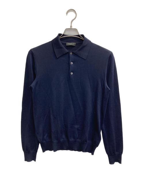 中古・古着通販】PRADA (プラダ) ニットポロシャツ ネイビー サイズ:48