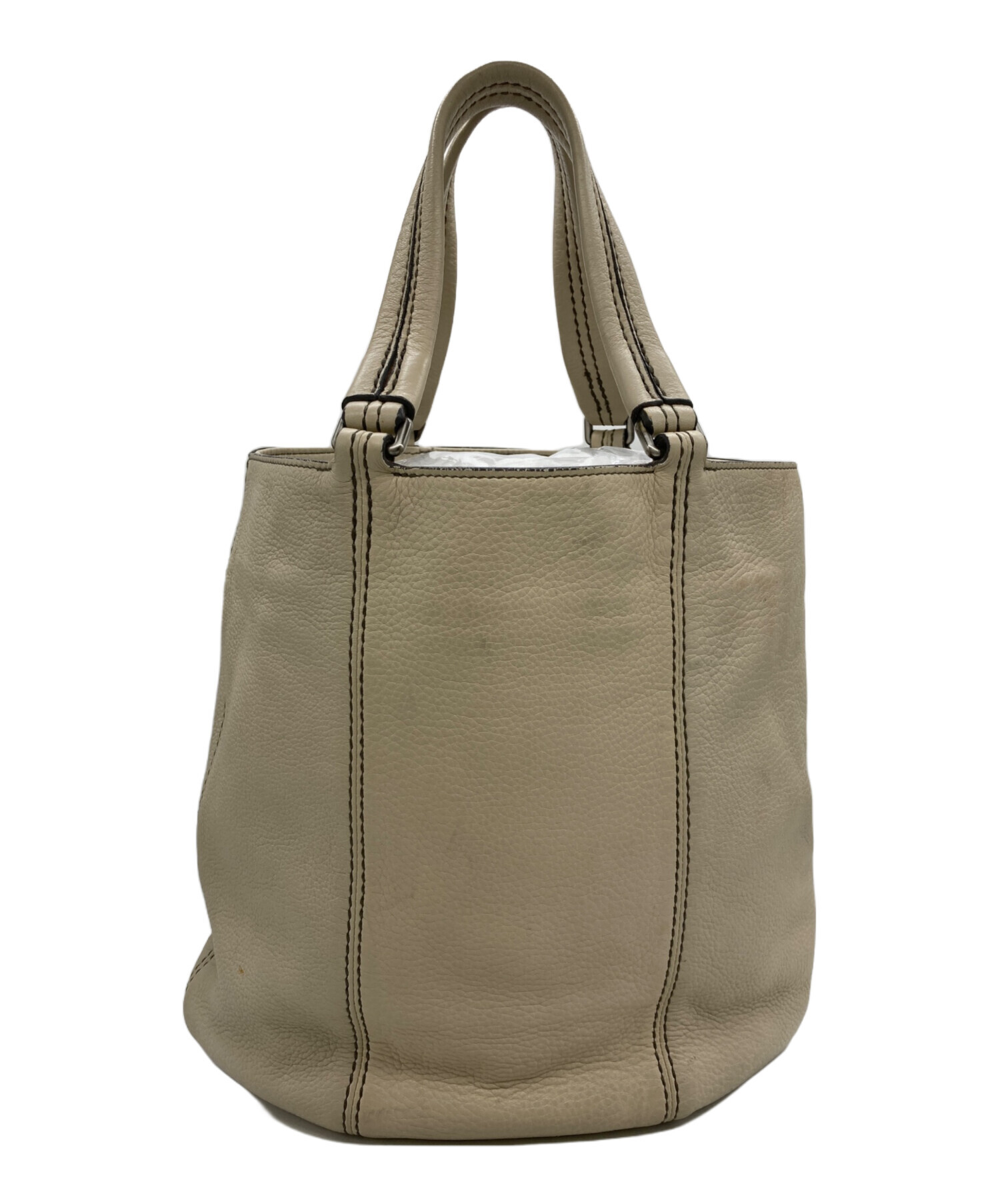 ○ヒロフ HIROFU 牛革 カーフ トートバッグ レディース 【中古】 中古 中古・古着通販】HIROFU (ヒロフ) レザートートバッグ ベージュ