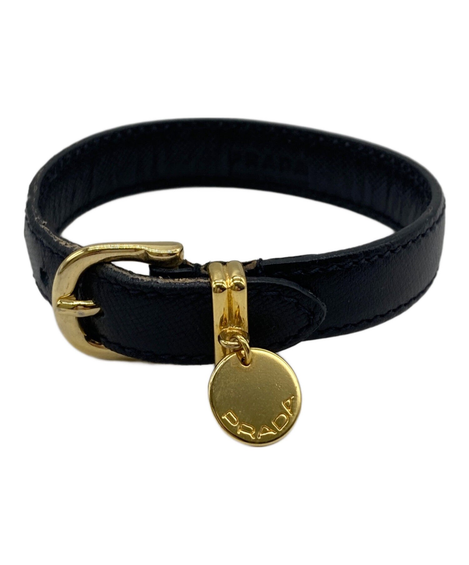 PRADA レザーブレスレット サフィアーノレザー 中古・古着通販】PRADA (プラダ) サフィアーノレザーブレスレット