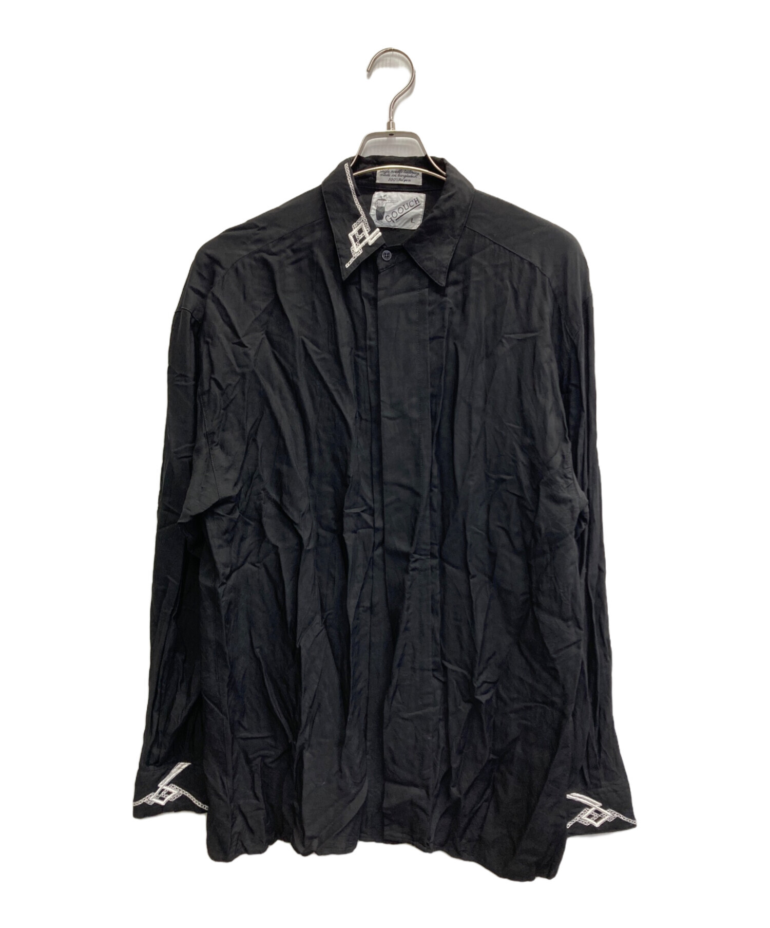 中古・古着通販】GOOUCH (グーチ) Rayon Embroidery Shirt ブラック