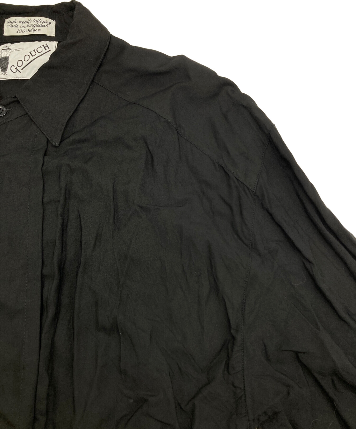 中古・古着通販】GOOUCH (グーチ) Rayon Embroidery Shirt ブラック
