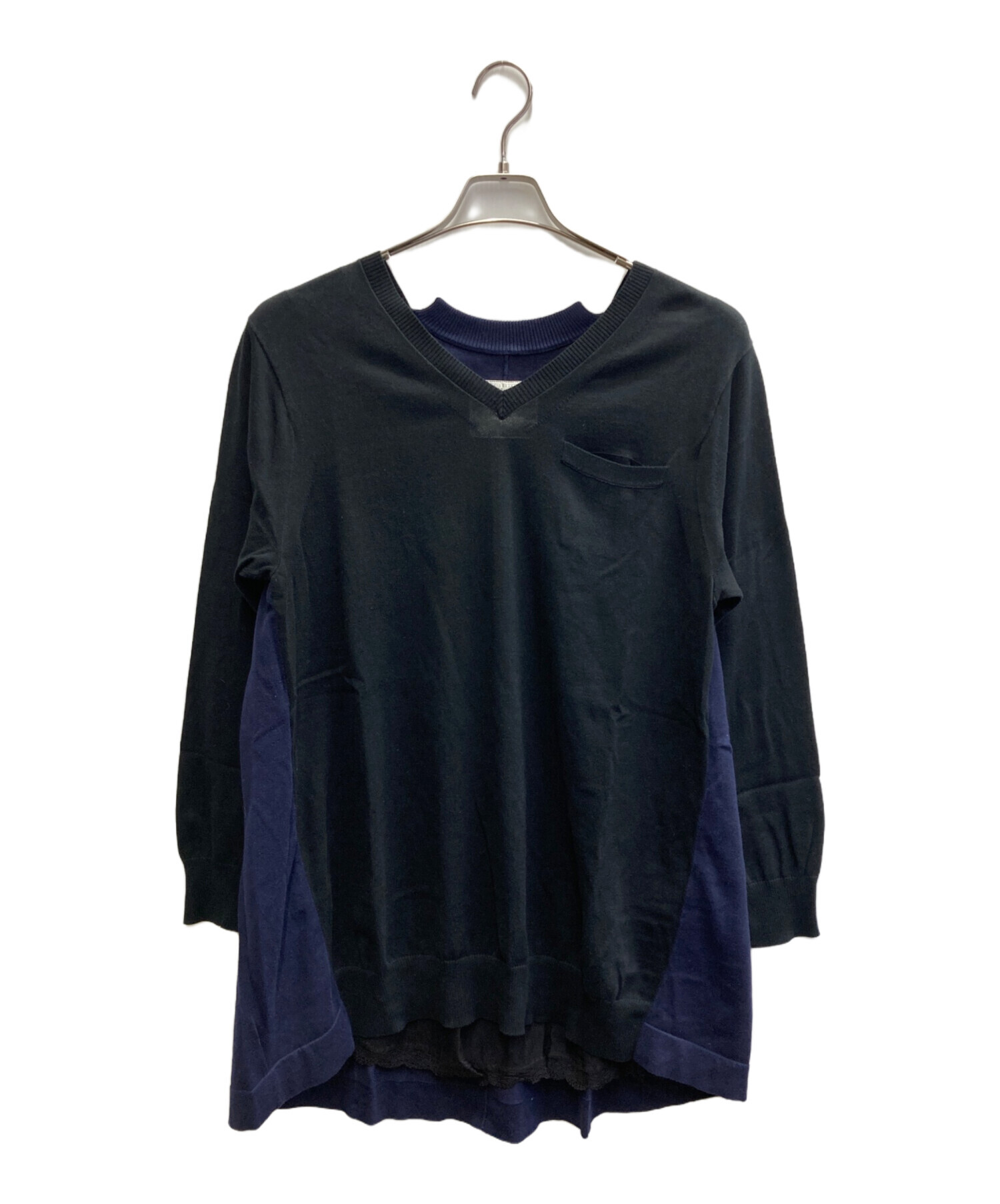 中古・古着通販】sacai (サカイ) レイヤードニット ブラック サイズ:2