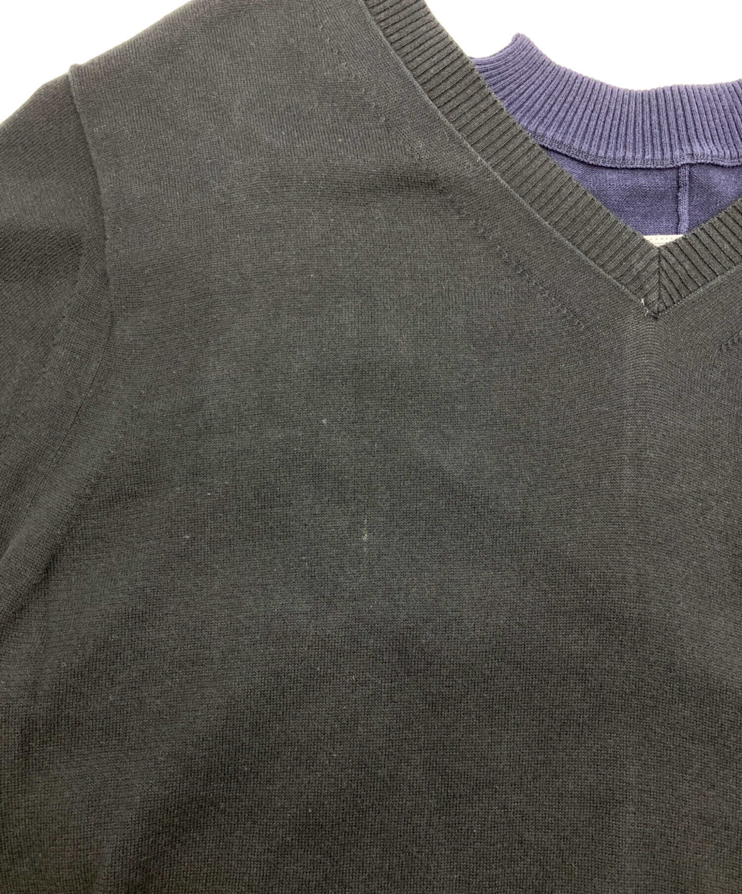 中古・古着通販】sacai (サカイ) レイヤードニット ブラック サイズ:2