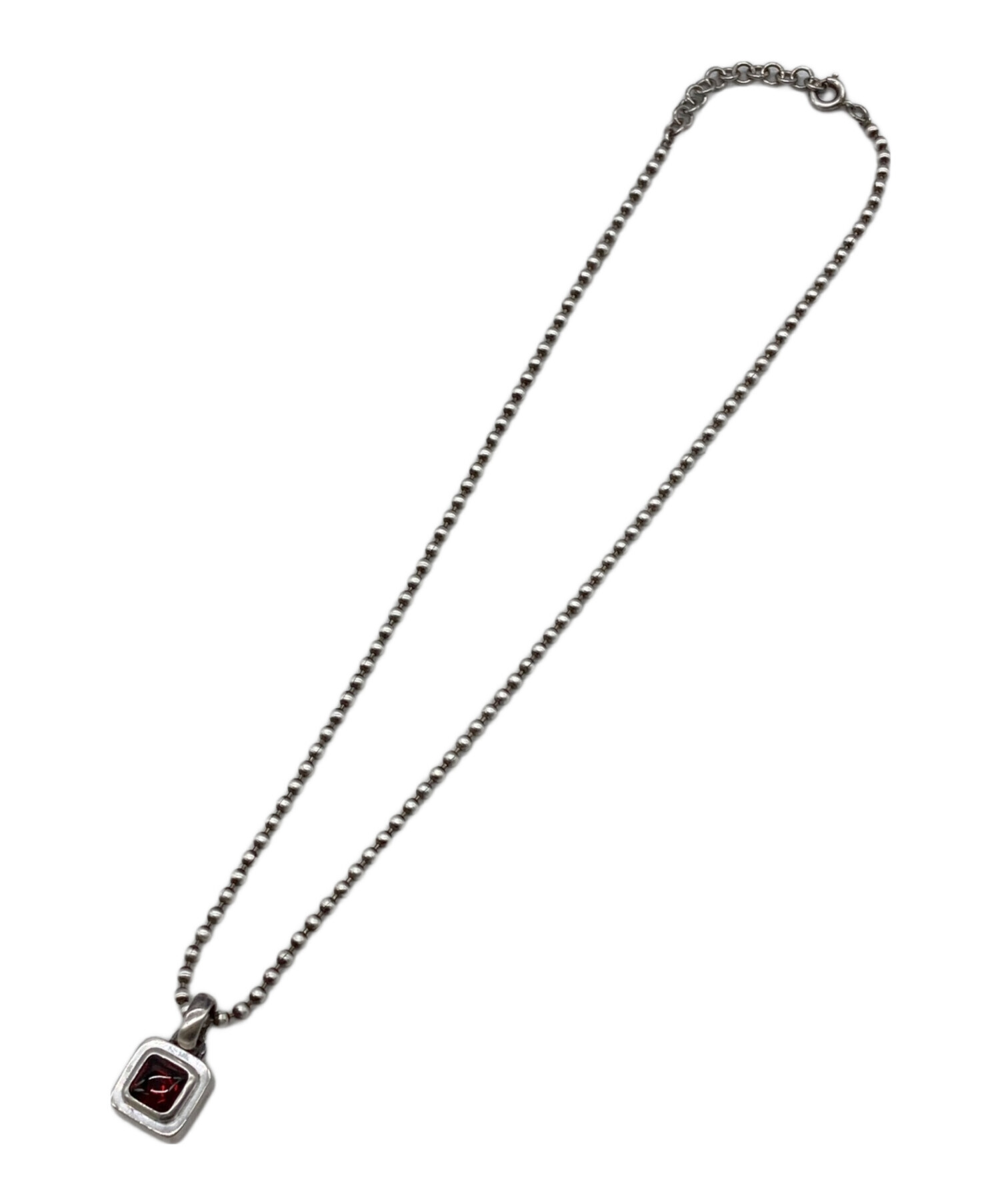 中古・古着通販】agete (アガット) レッドストーンネックレス シルバー 