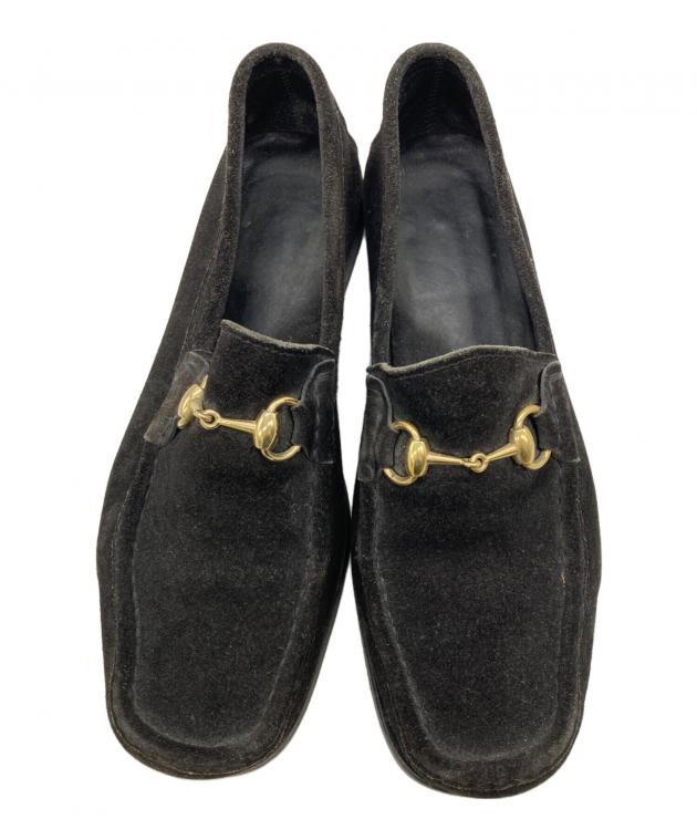中古・古着通販】GUCCI (グッチ) スエードビットローファー ブラック