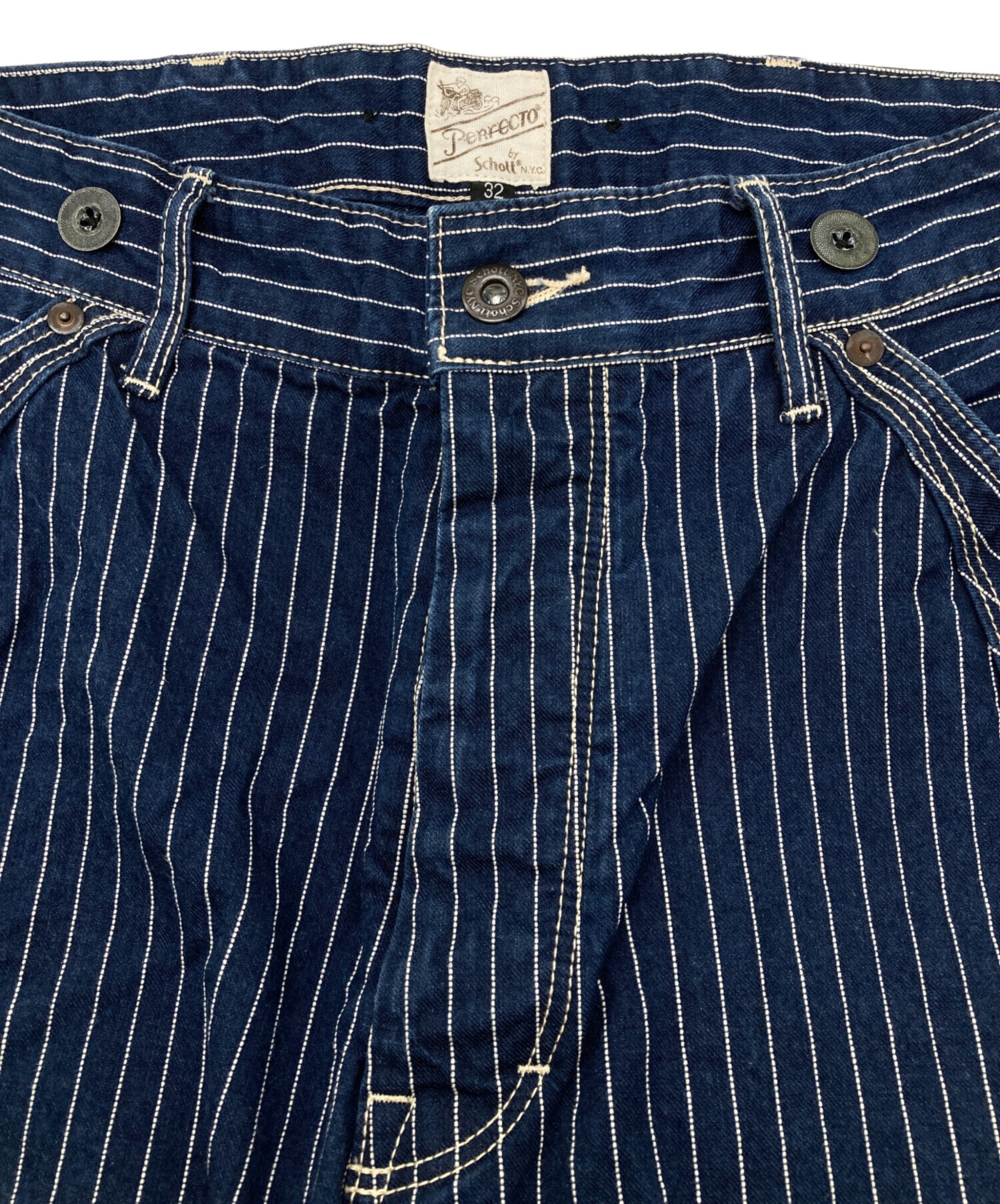 ショット　デニムパンツ　32　インディゴ　シンチバック 中古・古着通販】Schott (ショット) シンチバック ウォバッシュワーク