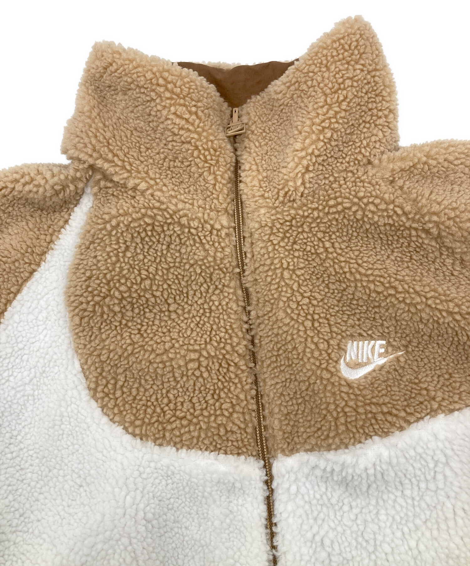 中古・古着通販】NIKE (ナイキ) フルジップ ボア ジャケット ベージュ