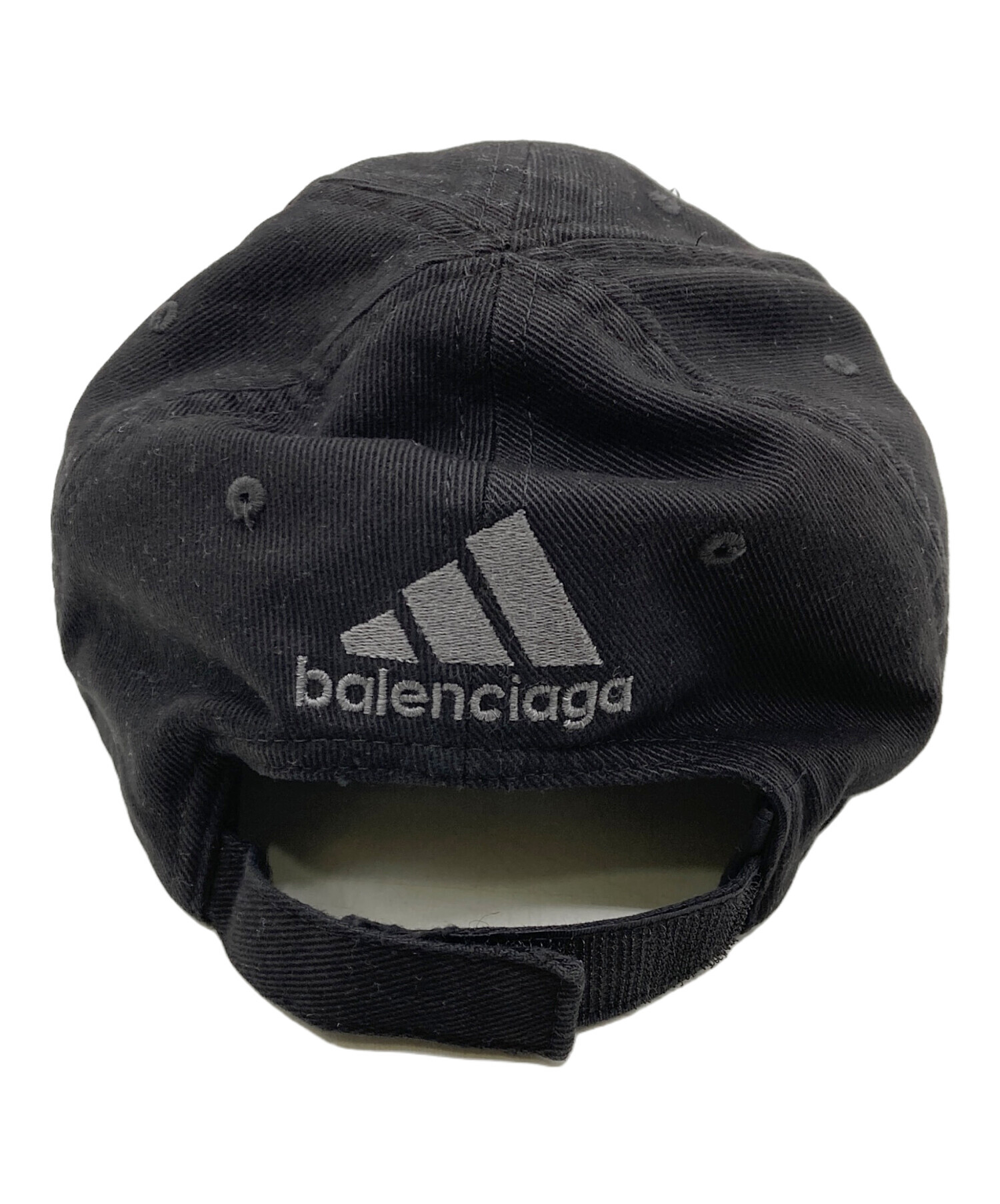 BALENCIAGA adidas ヴィンテージ加工 帽子 キャップブラック 中古・古着通販】BALENCIAGA (バレンシアガ) adidas (アディダス) ロゴ
