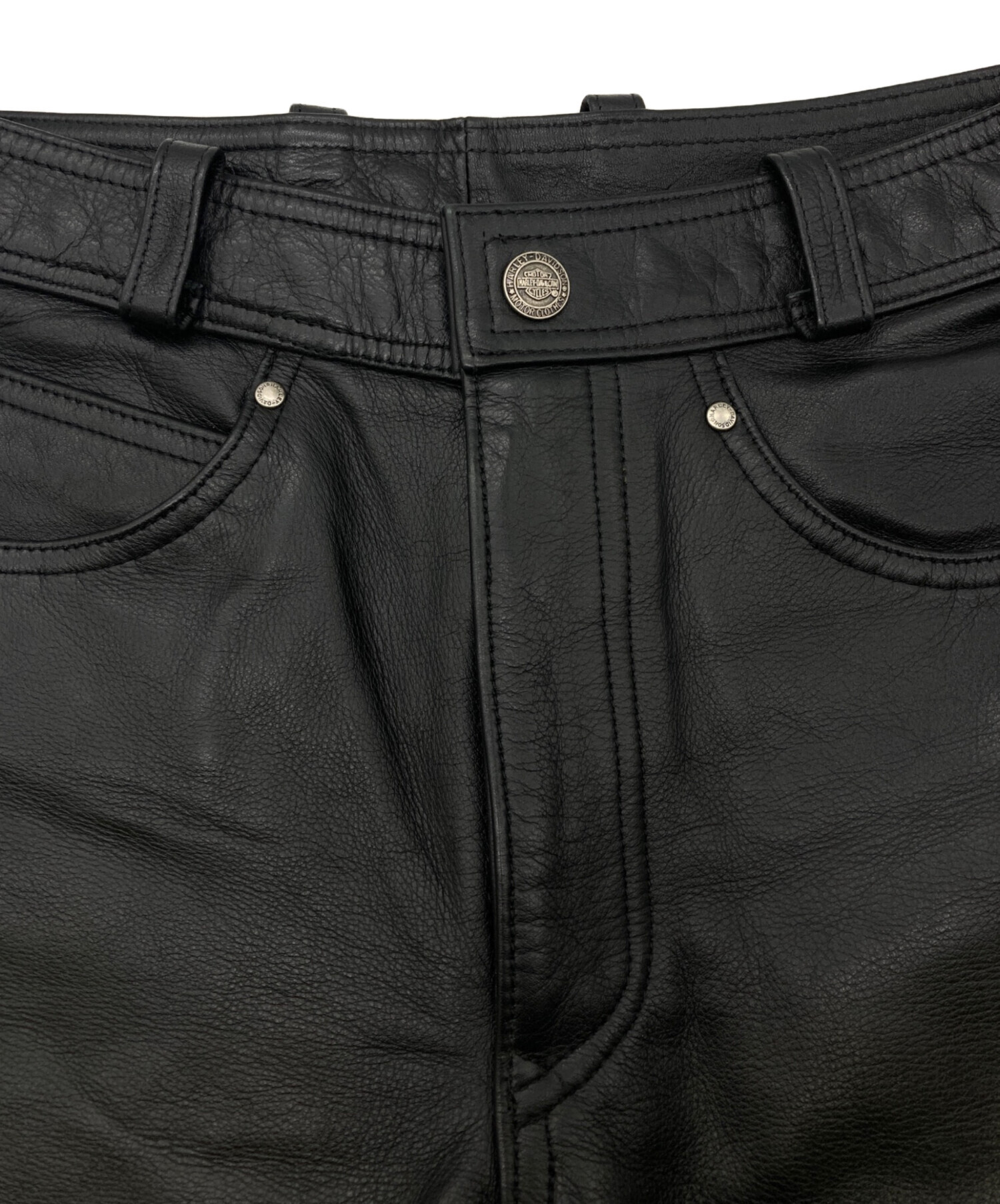 ハーレーダビッドソン 本革レザーパンツ 黒 メンズ　M 中古・古着通販】HARLEY-DAVIDSON (ハーレーダビッドソン) カットオフ