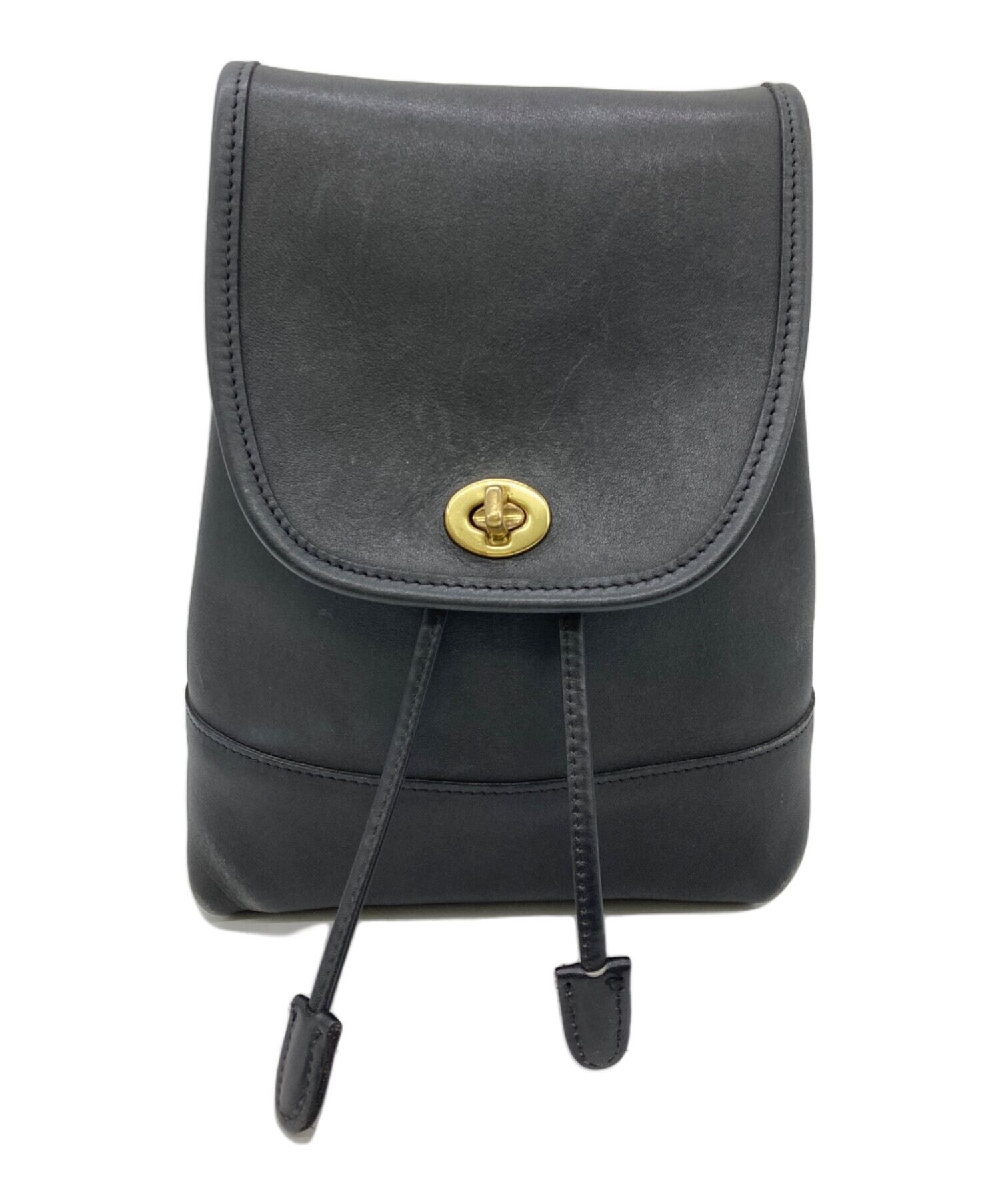 中古・古着通販】COACH (コーチ) レザーリュック/OLD ブラック