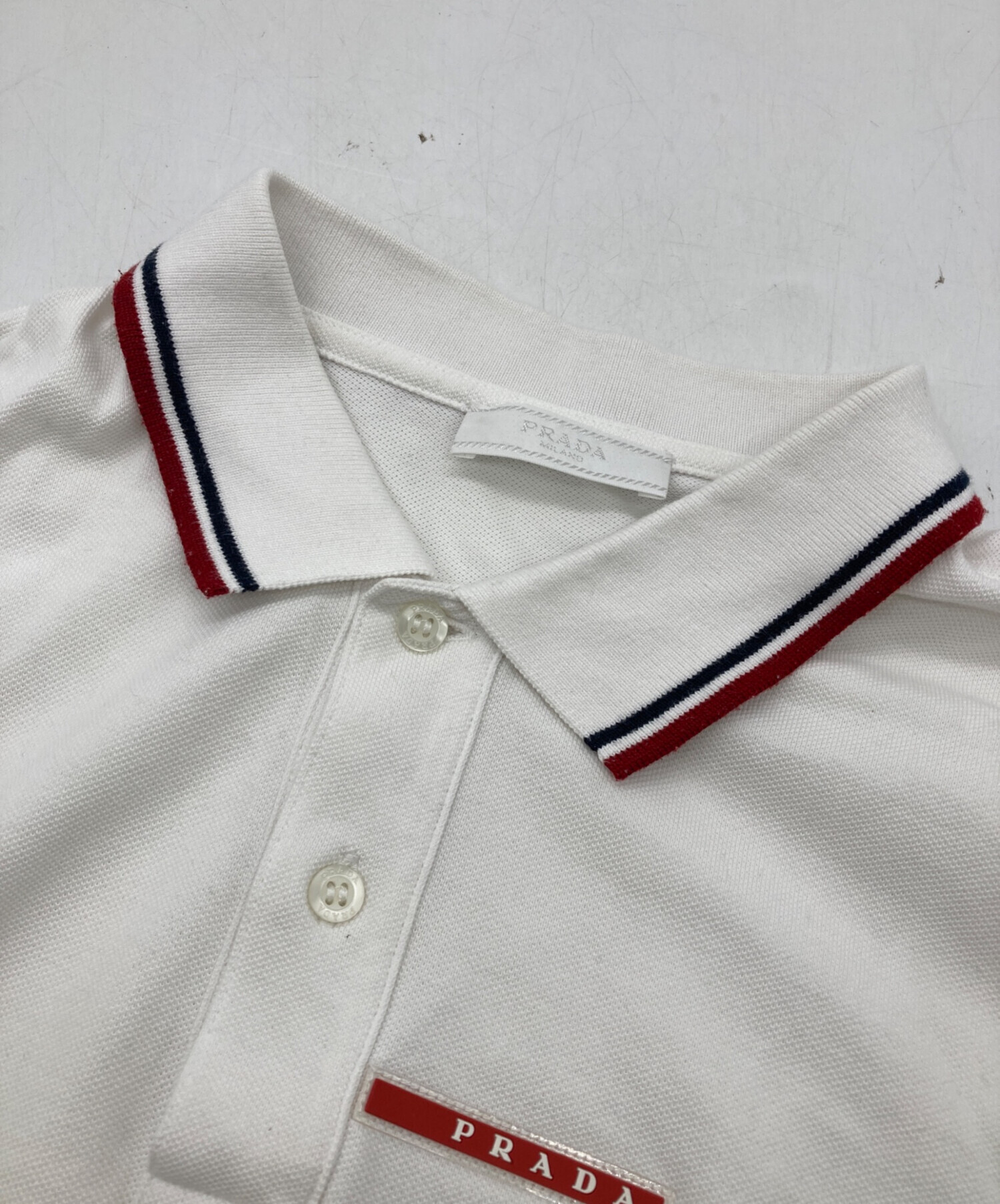 中古・古着通販】PRADA (プラダ) ポロシャツ ホワイト サイズ:L