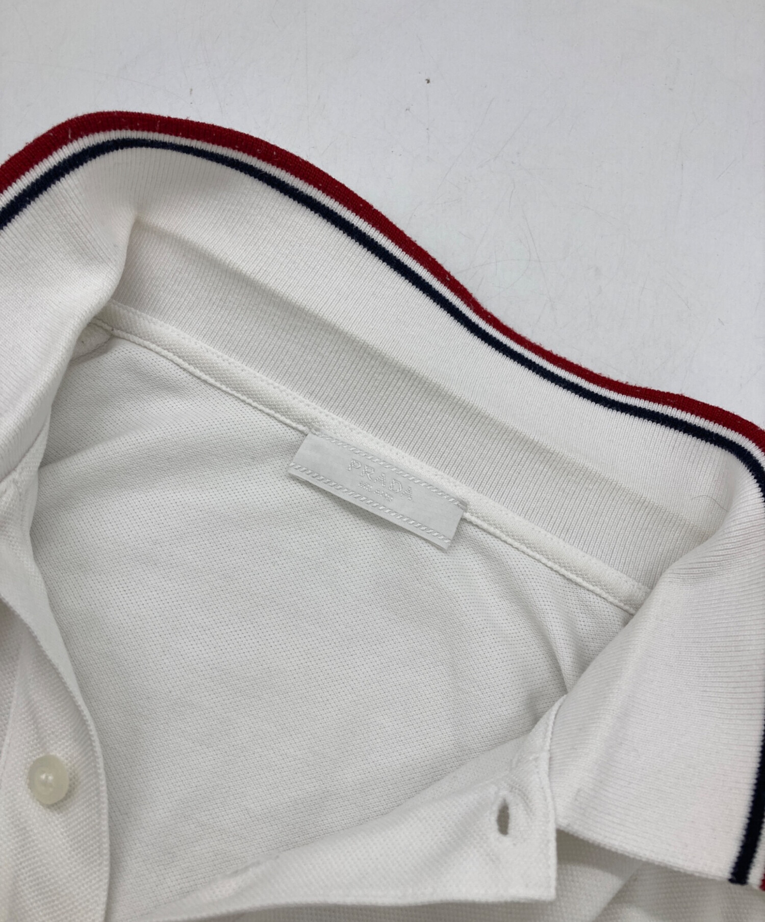 中古・古着通販】PRADA (プラダ) ポロシャツ ホワイト サイズ:L