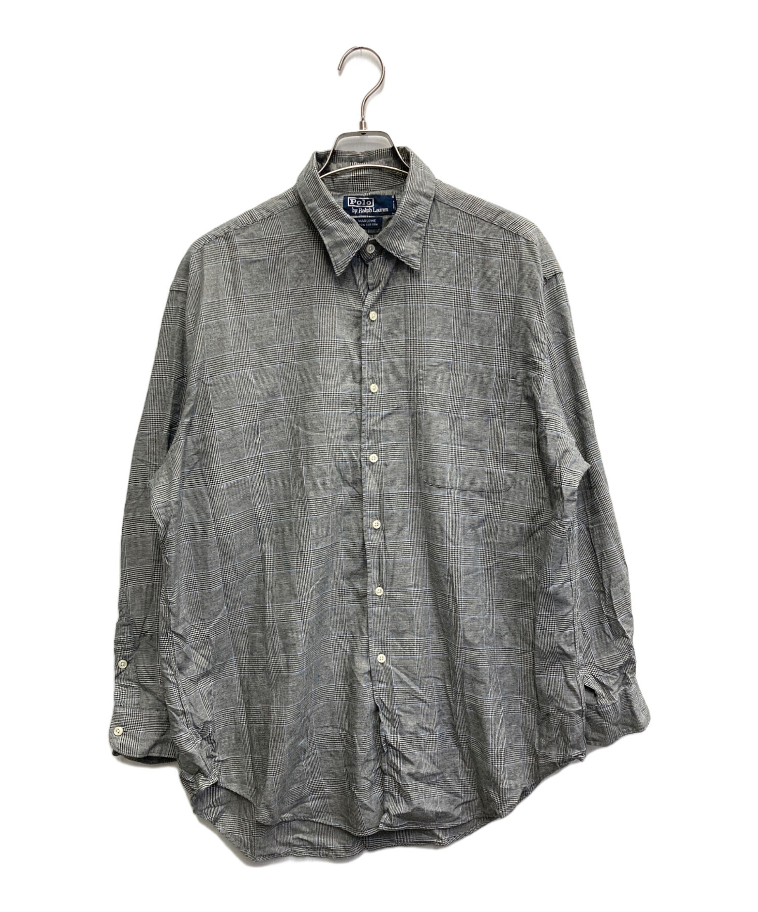 ラルフ コットン レーヨン グレンチェック 長袖　シャツ XL グレー　灰　古着 中古・古着通販】POLO RALPH LAUREN (ポロ・ラルフローレン) グレン