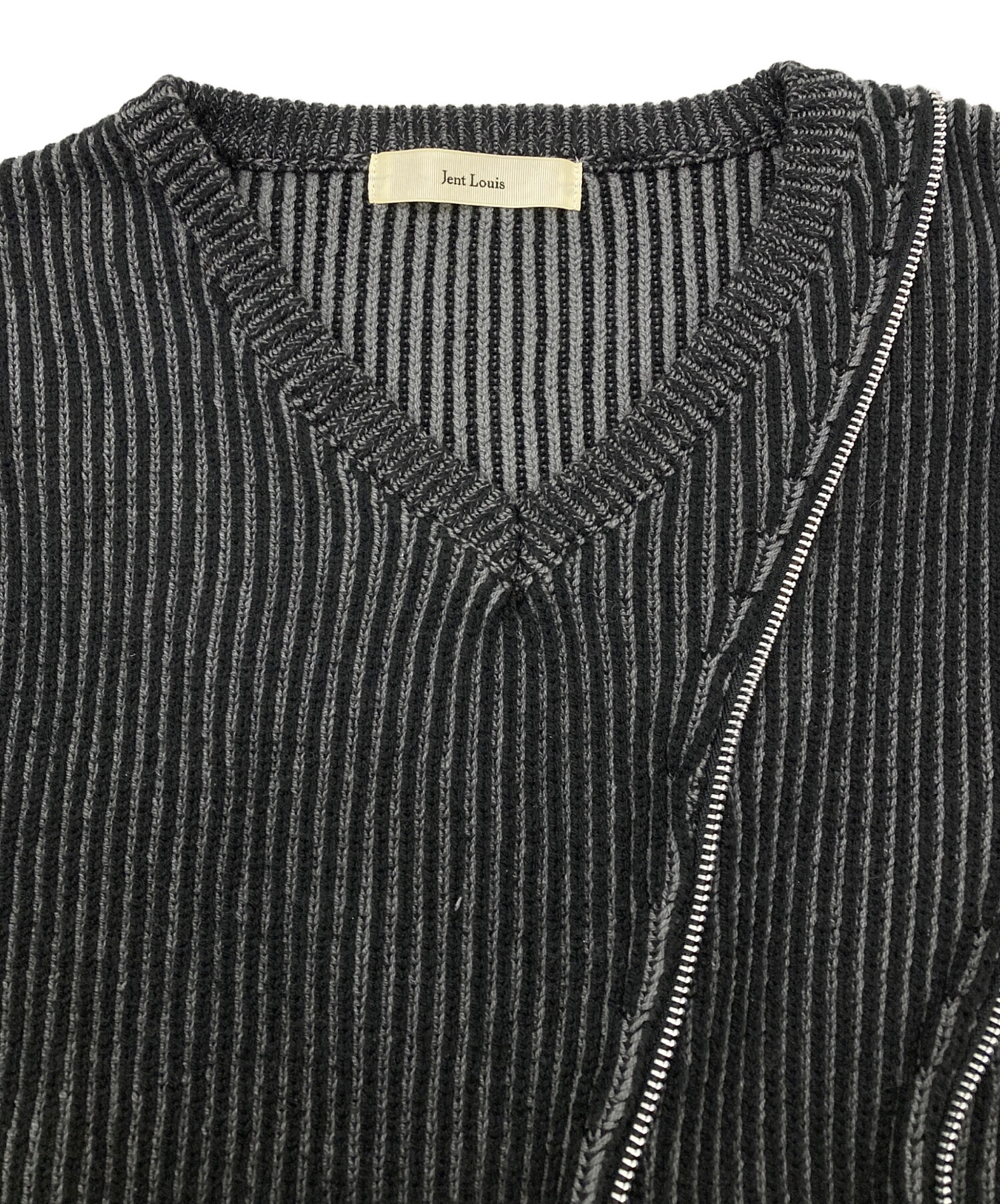 jentlouis ジェントルイス　ニット 中古・古着通販】jent louis (ジェントルイス) Zip V-neck Knit Tops