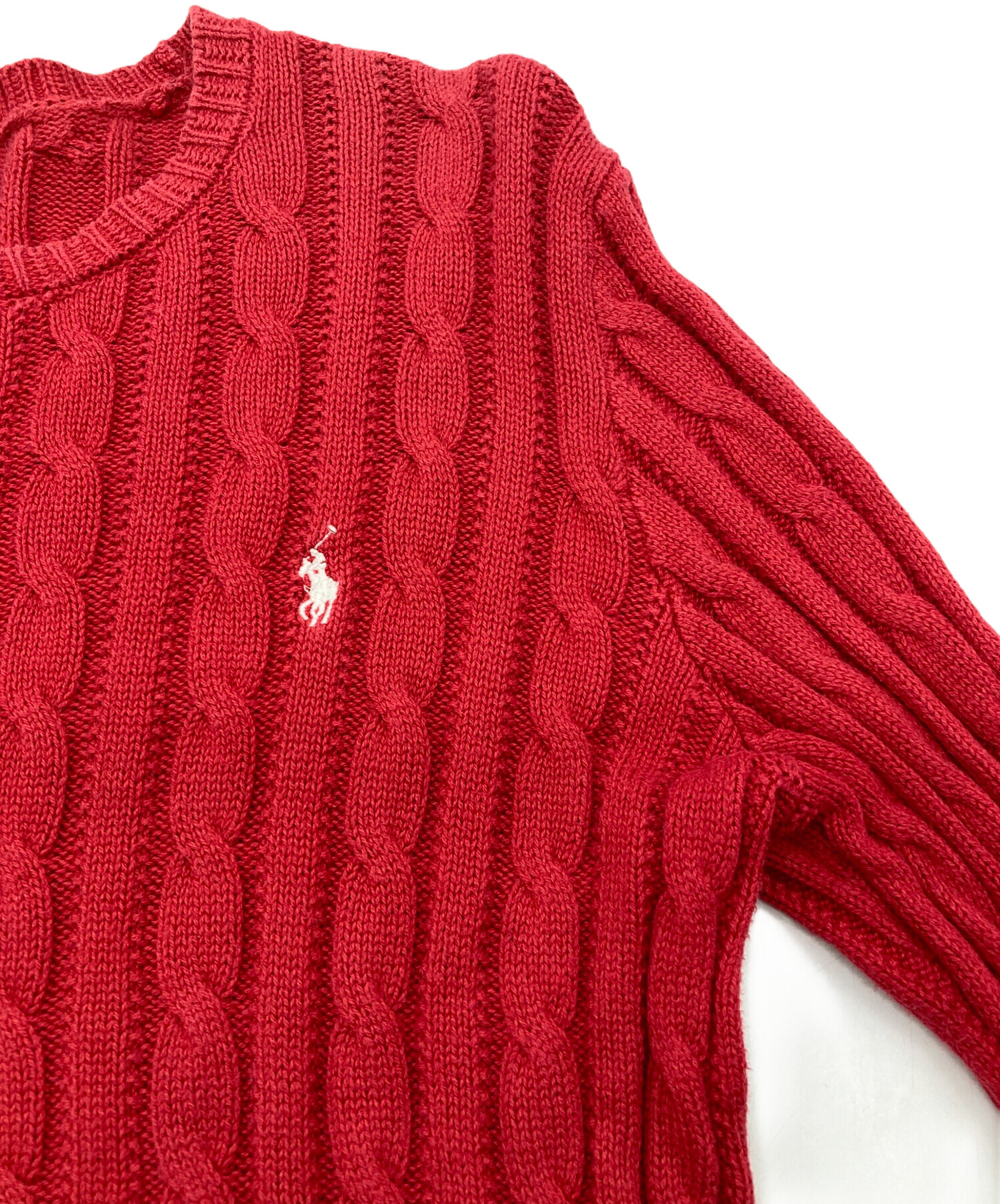 ポロラルフローレン ケーブルニット ワンピース QRタグ 現行タグ POLO RALPH LAUREN - ポロラルフローレン ケーブルニット ボーダー