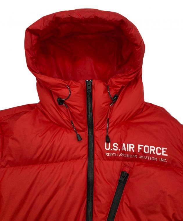 （美品）AVIREX US AIR FORCE ダウンジャケット 2XL レッド 中古・古着通販】AVIREX (アヴィレックス) フーデッドカスタムダウン