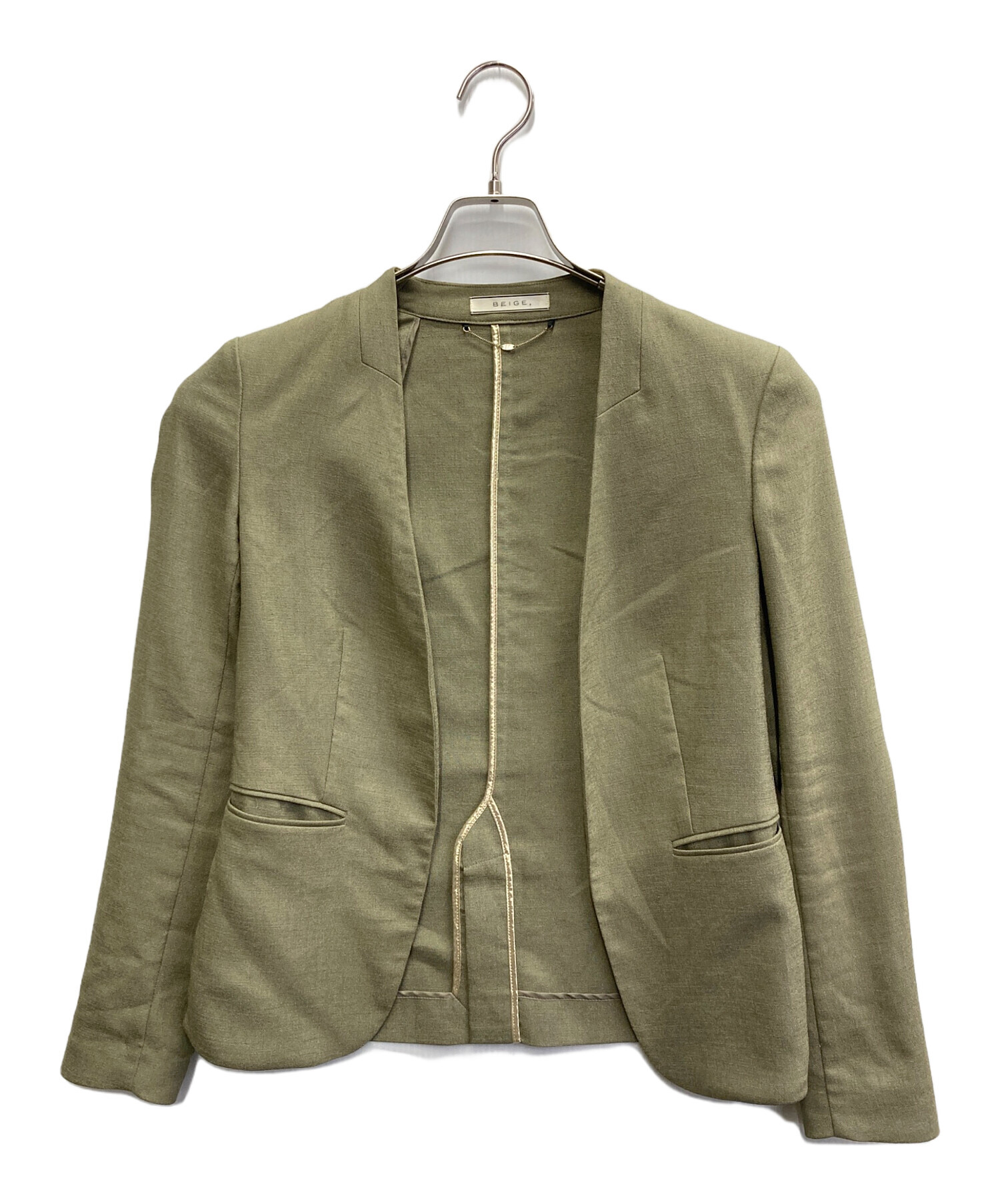 中古・古着通販】BEIGE (ベイジ) ノーカラージャケット ベージュ