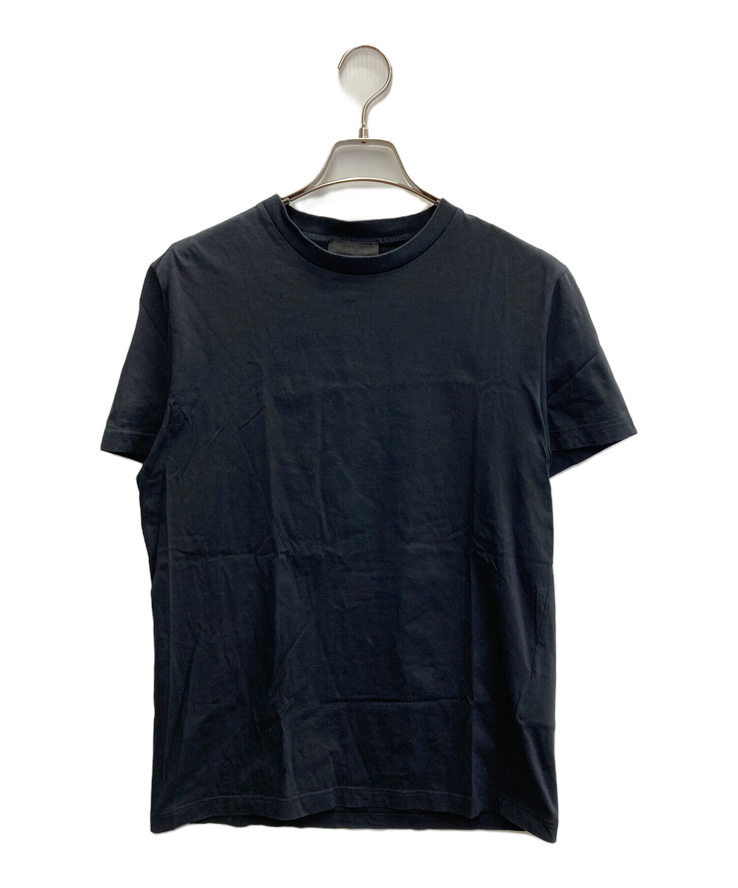 【未使用】PRADA Tシャツ 三角ロゴ M ブラック 黒 プラダ 綿100% 中古・古着通販】PRADA (プラダ) 三角プレートパッチTシャツ ブラック