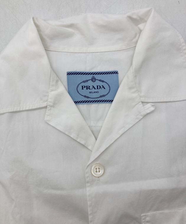 PRADA プラダ UCS395 S211ホワイト 半袖シャツ 中古・古着通販】PRADA (プラダ) ロゴパッチ コットン オープンカラー