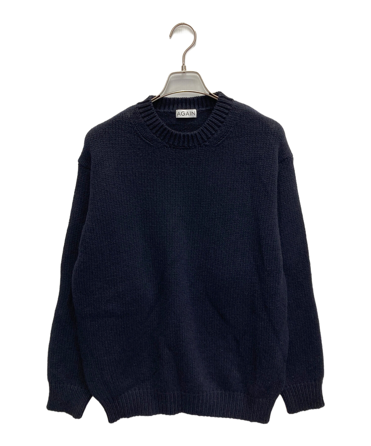 中古・古着通販】AGAIN (アゲイン) ウールカシミヤニット ネイビー