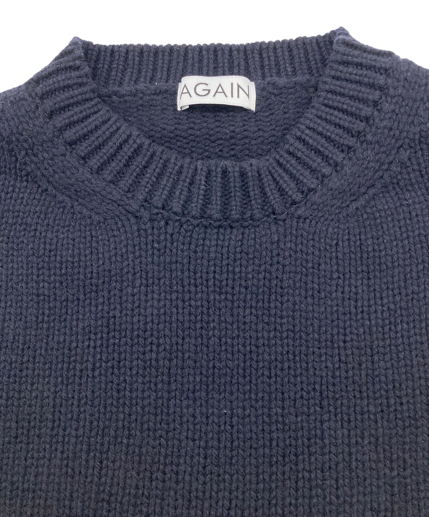 中古・古着通販】AGAIN (アゲイン) ウールカシミヤニット ネイビー