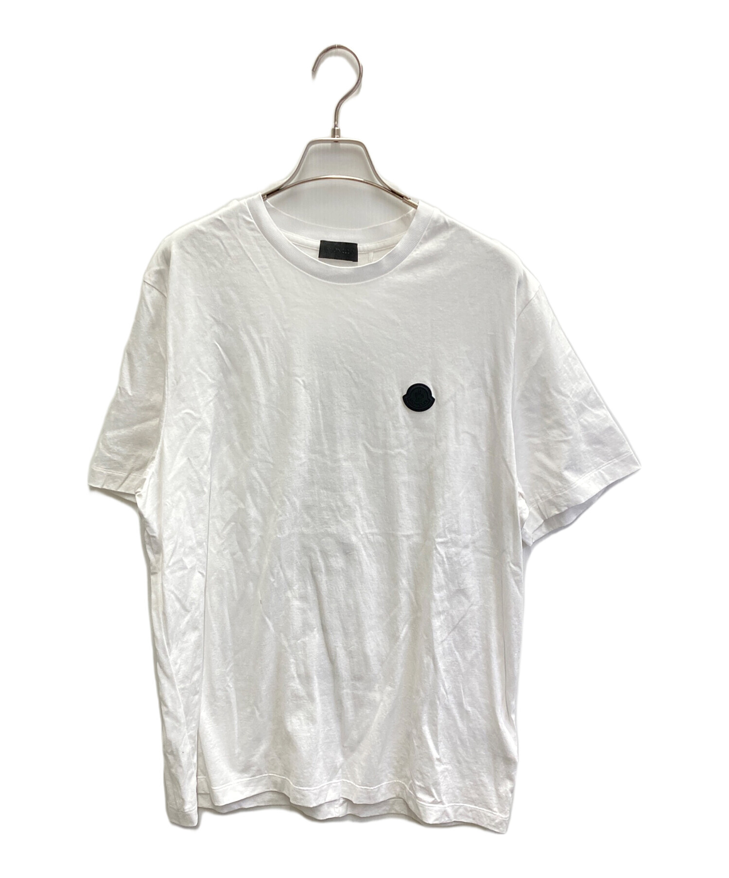 希少 MONCLER　モンクレール　Tシャツ　白　メンズ　古着 MONCLER（モンクレール） メンズ Tシャツ 半袖 ワンポイント クルー