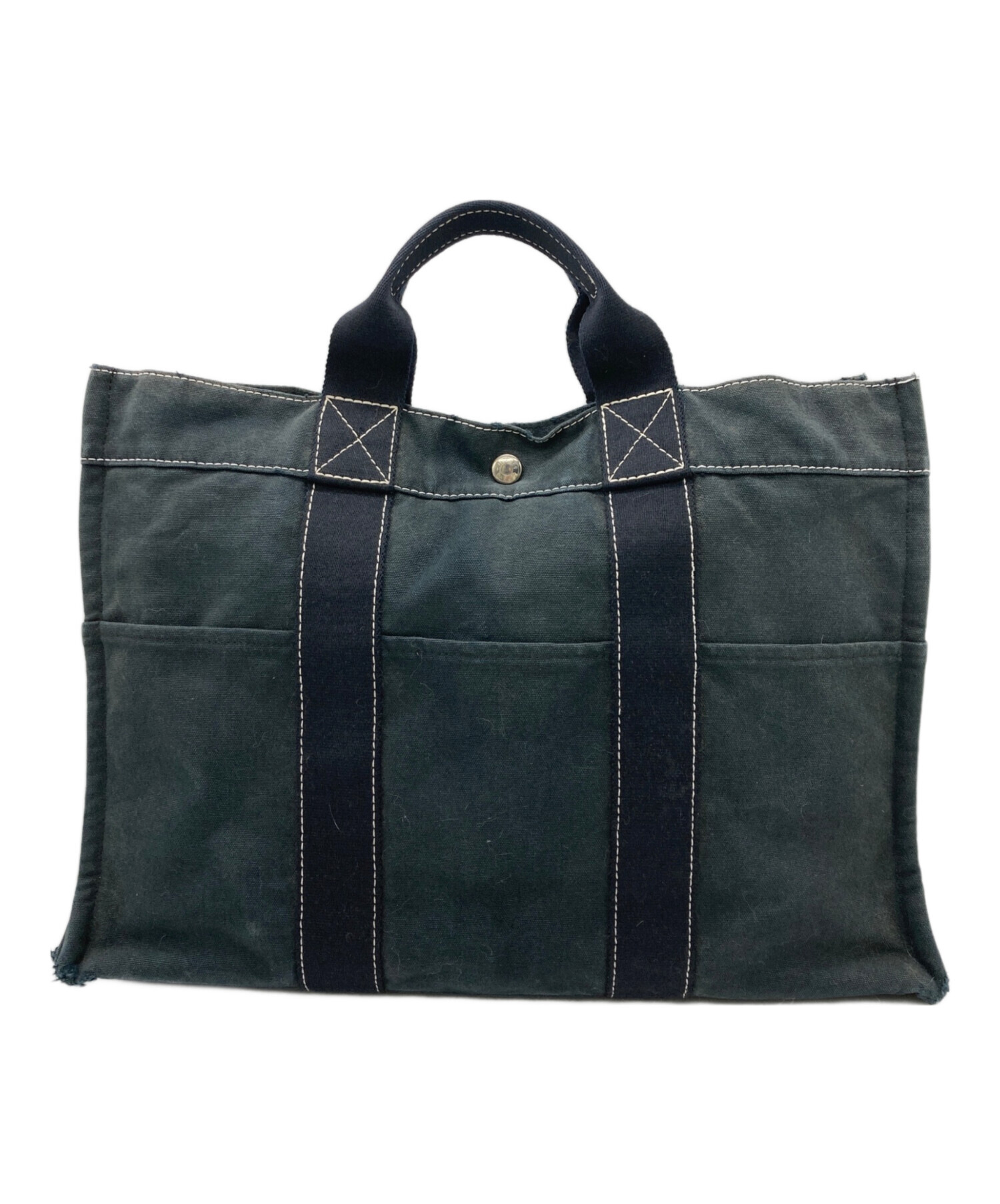エルメス フールトゥ MM ネイビー×カーキ 成田空港免税店購入 中古・古着通販】HERMES (エルメス) フールトゥMM トートバック