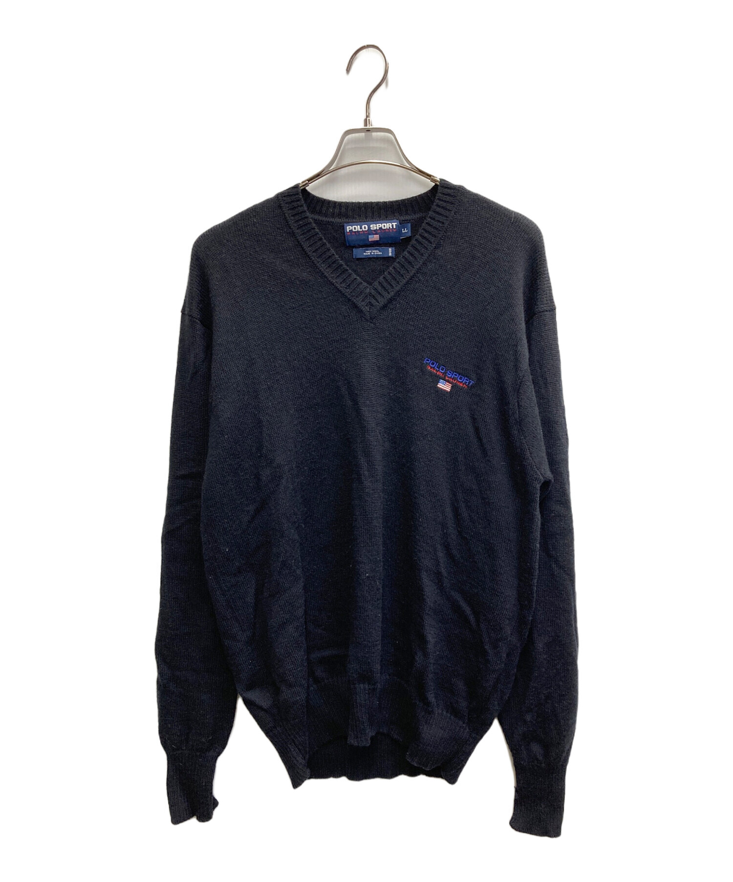 90s POLO SPORT(ポロスポーツ) POLO sport Spellout Vネック ニット
