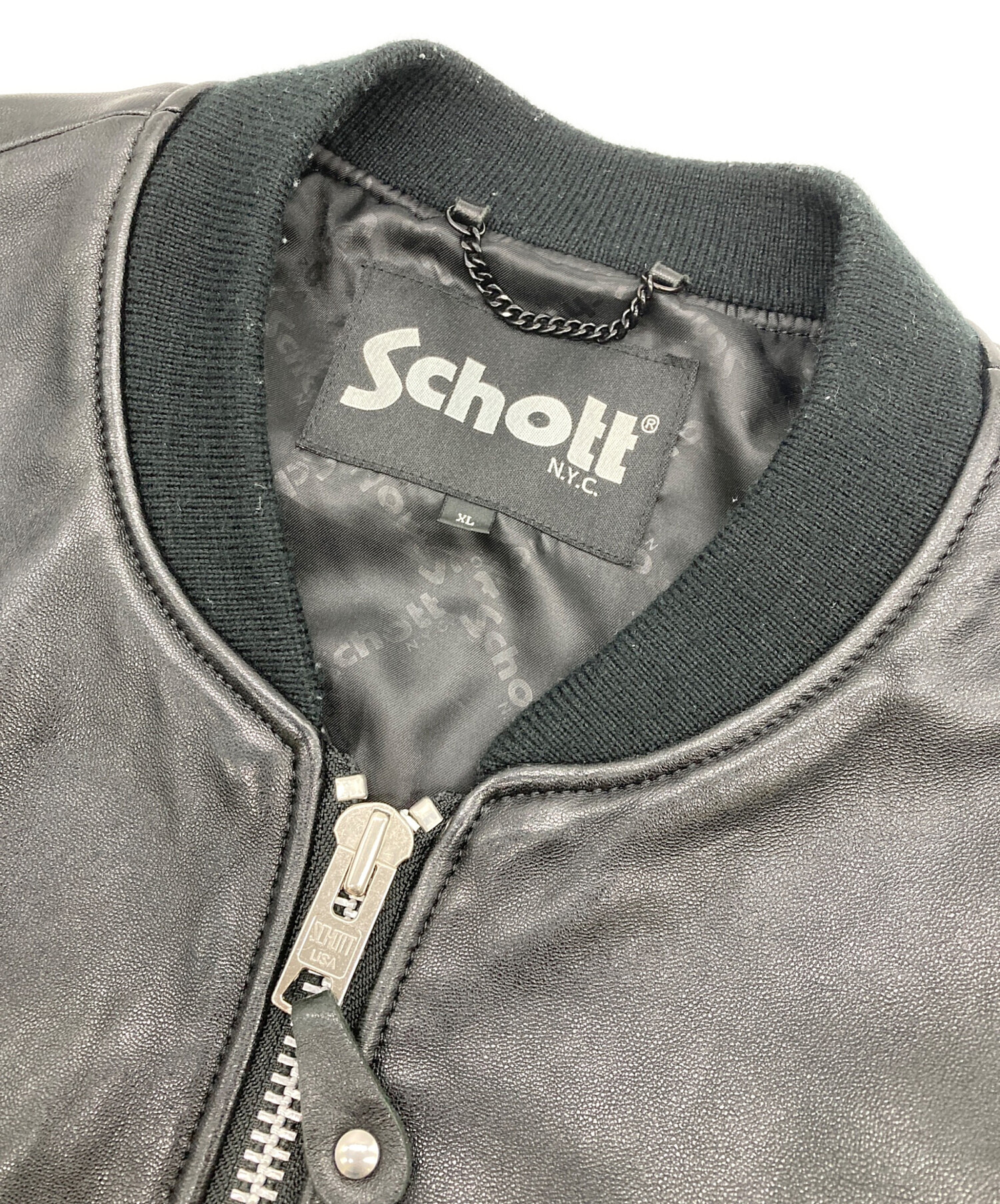 中古・古着通販】Schott (ショット) LEATHER BOWERY JACKET ブラック