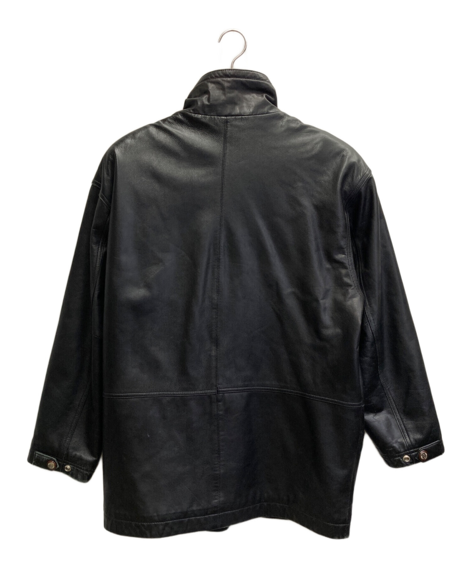チヴィディーニ★レザー切替え 2wayブラックデニムコート　サイズ42イタリア製 中古・古着通販】GIANNI VALENTINO (ジャンニバレンチノ) ラムレザー