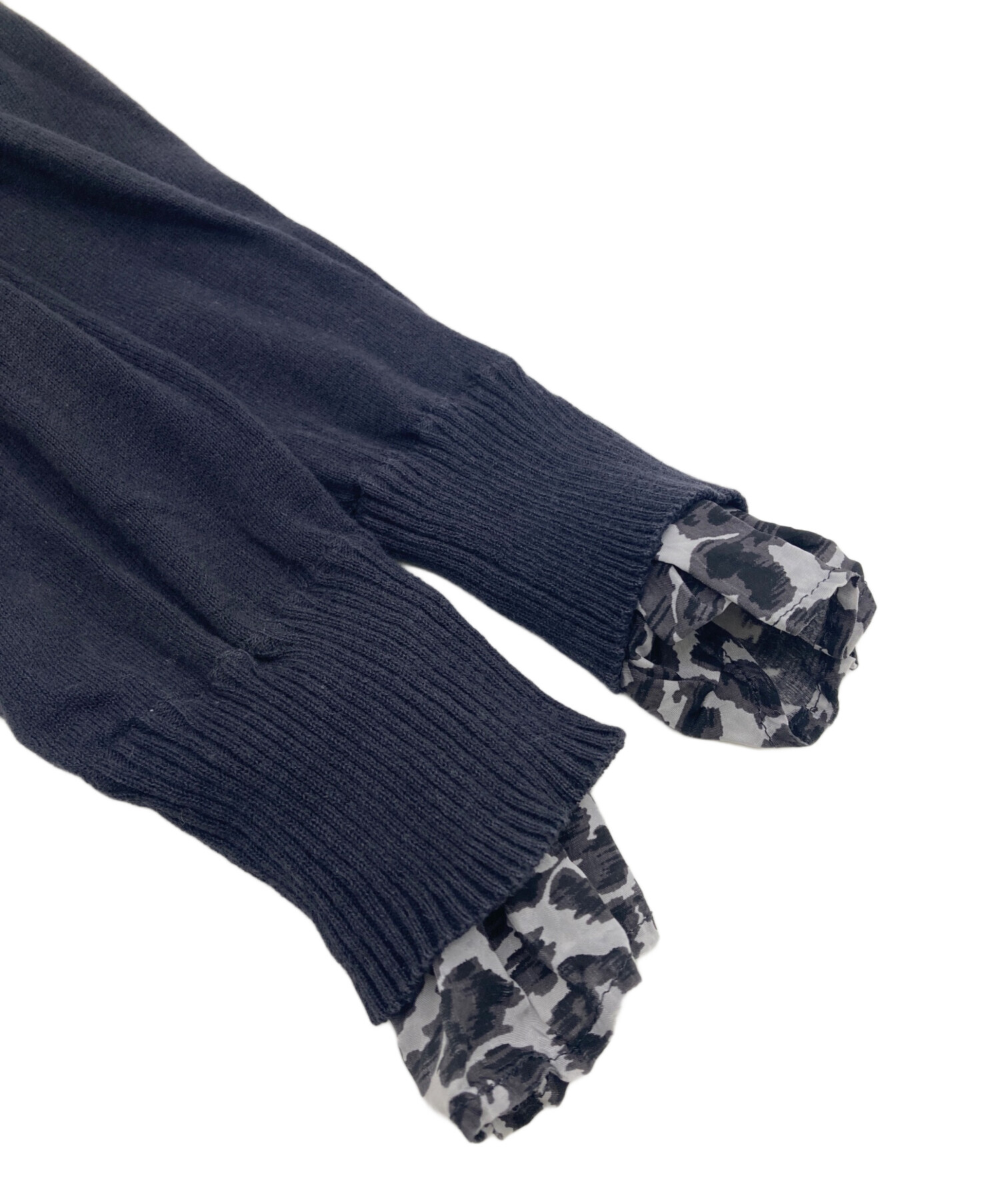 sacai カーディガン ネイビー×グレー サイズ2 中古・古着通販】sacai (サカイ) レイヤードカーディガン ネイビー