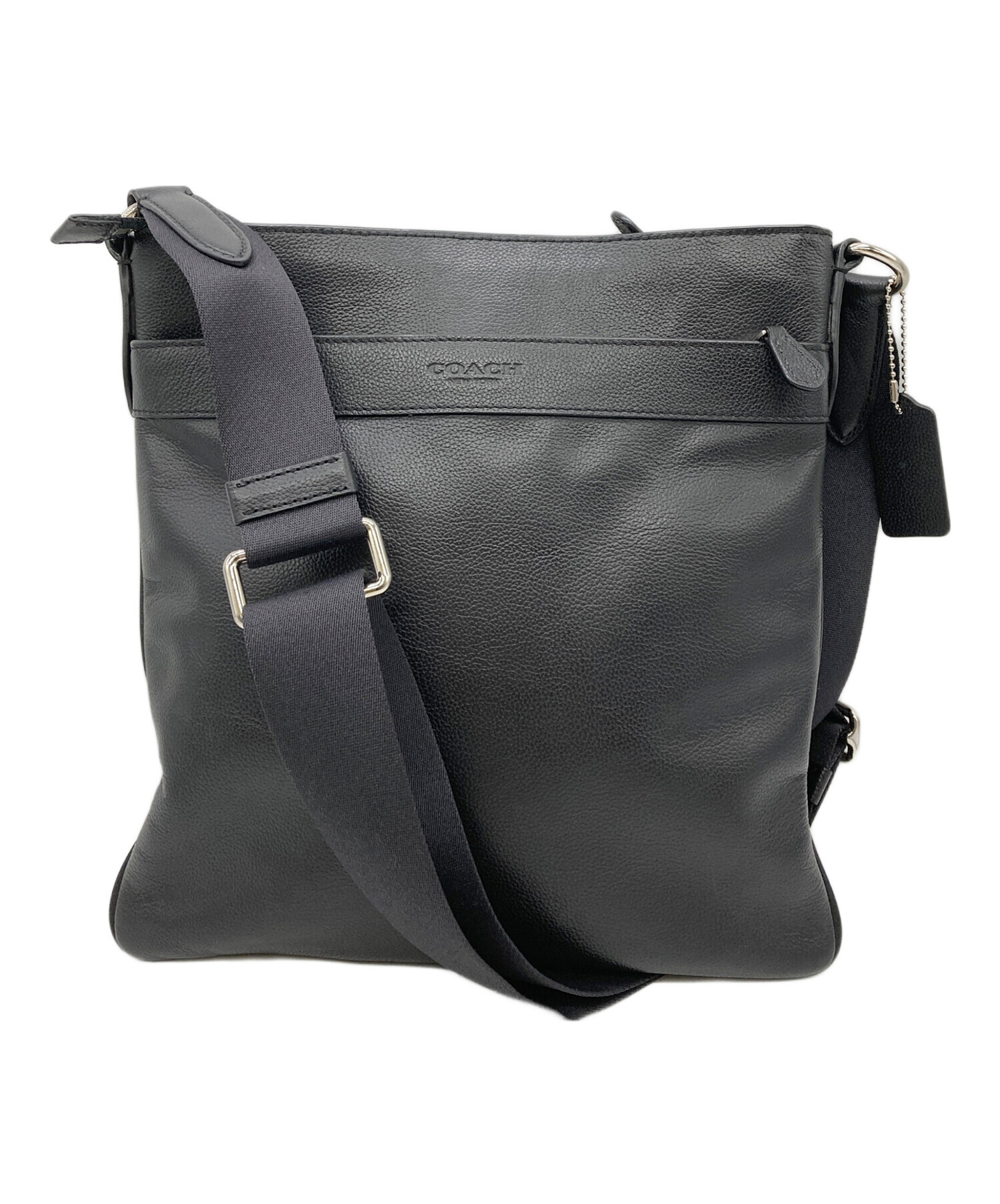 未使用　コーチ　レザー　ショルダーバッグ  肩がけ 中古・古着通販】COACH (コーチ) レザーショルダーバッグ ブラック