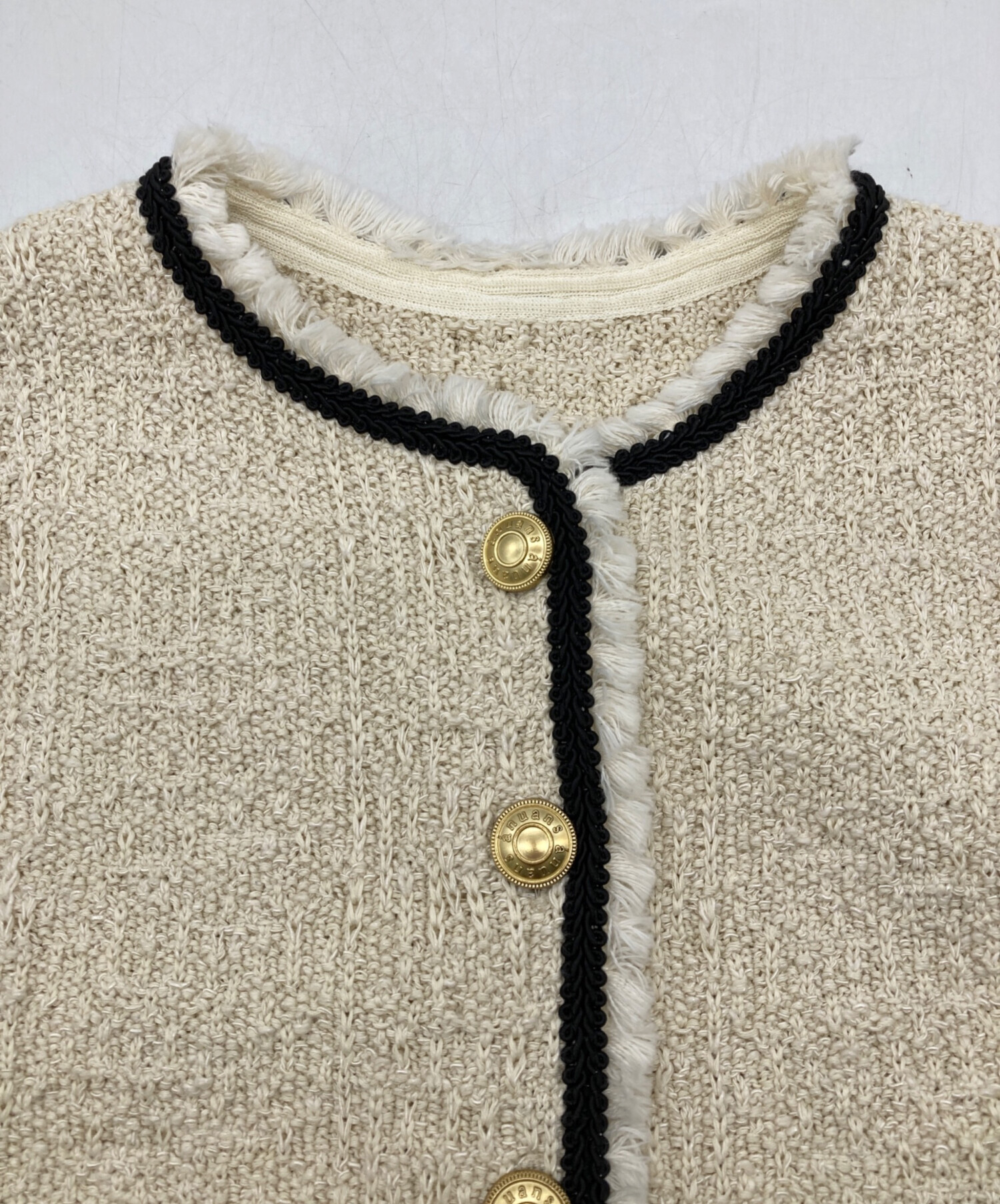 中古・古着通販】anuans (アニュアンス) クラシカルノーカラーニット