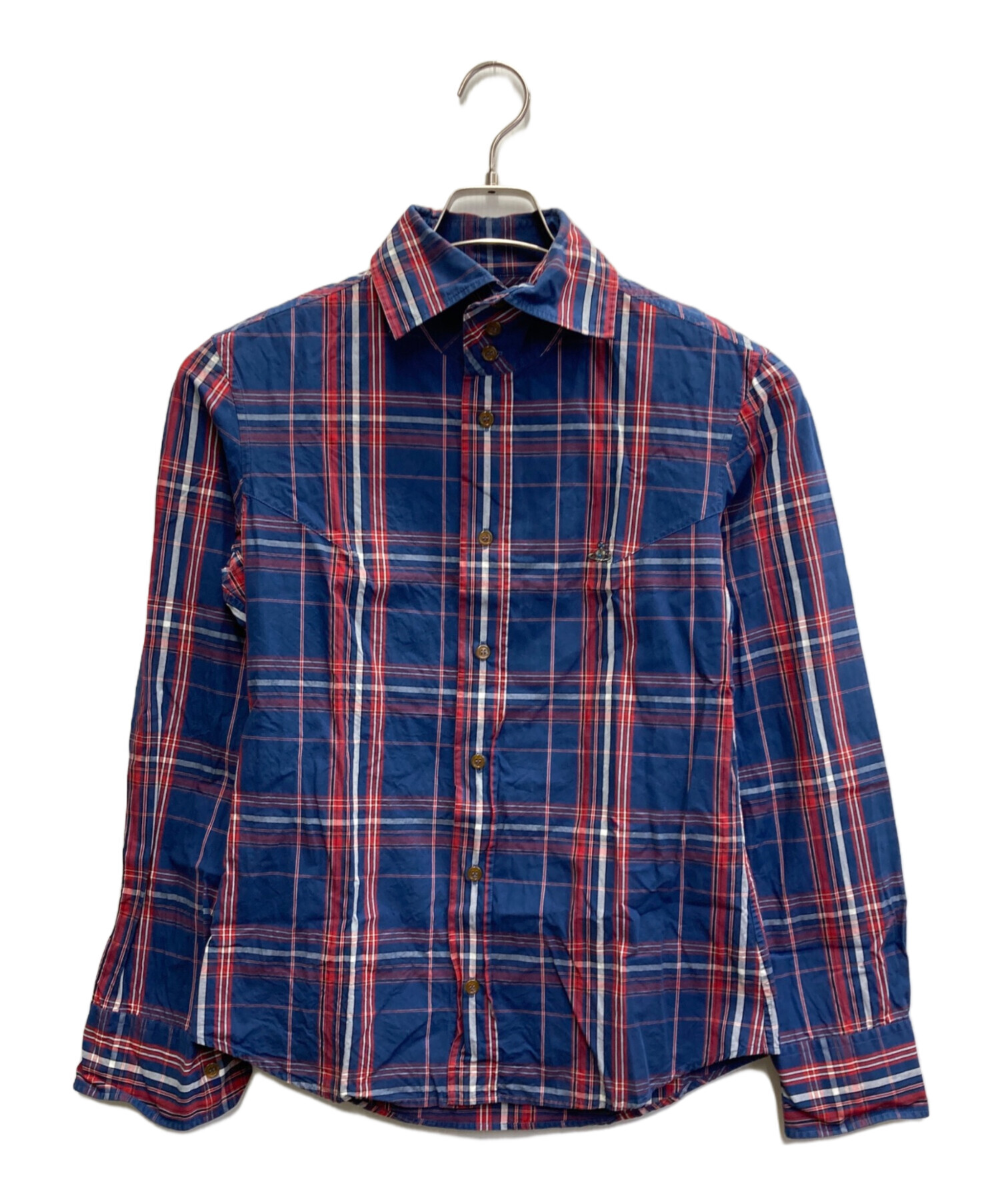 オーブ 刺繍Vivienne Westwood Man変形チェックシャツ 44 中古・古着通販】Vivienne Westwood man (ヴィヴィアン ウェストウッド
