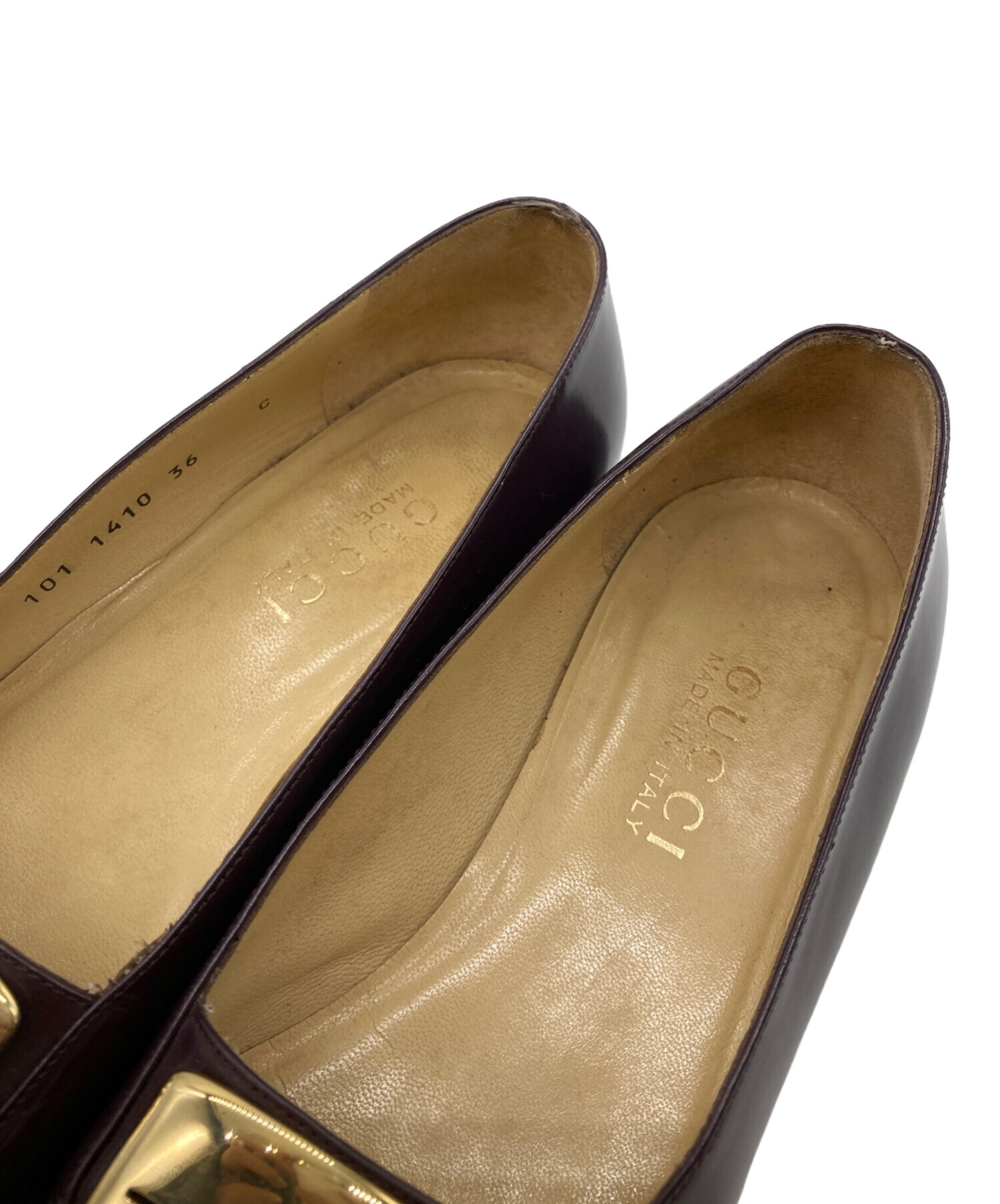 中古・古着通販】GUCCI (グッチ) レザーパンプス ブラウン サイズ:36